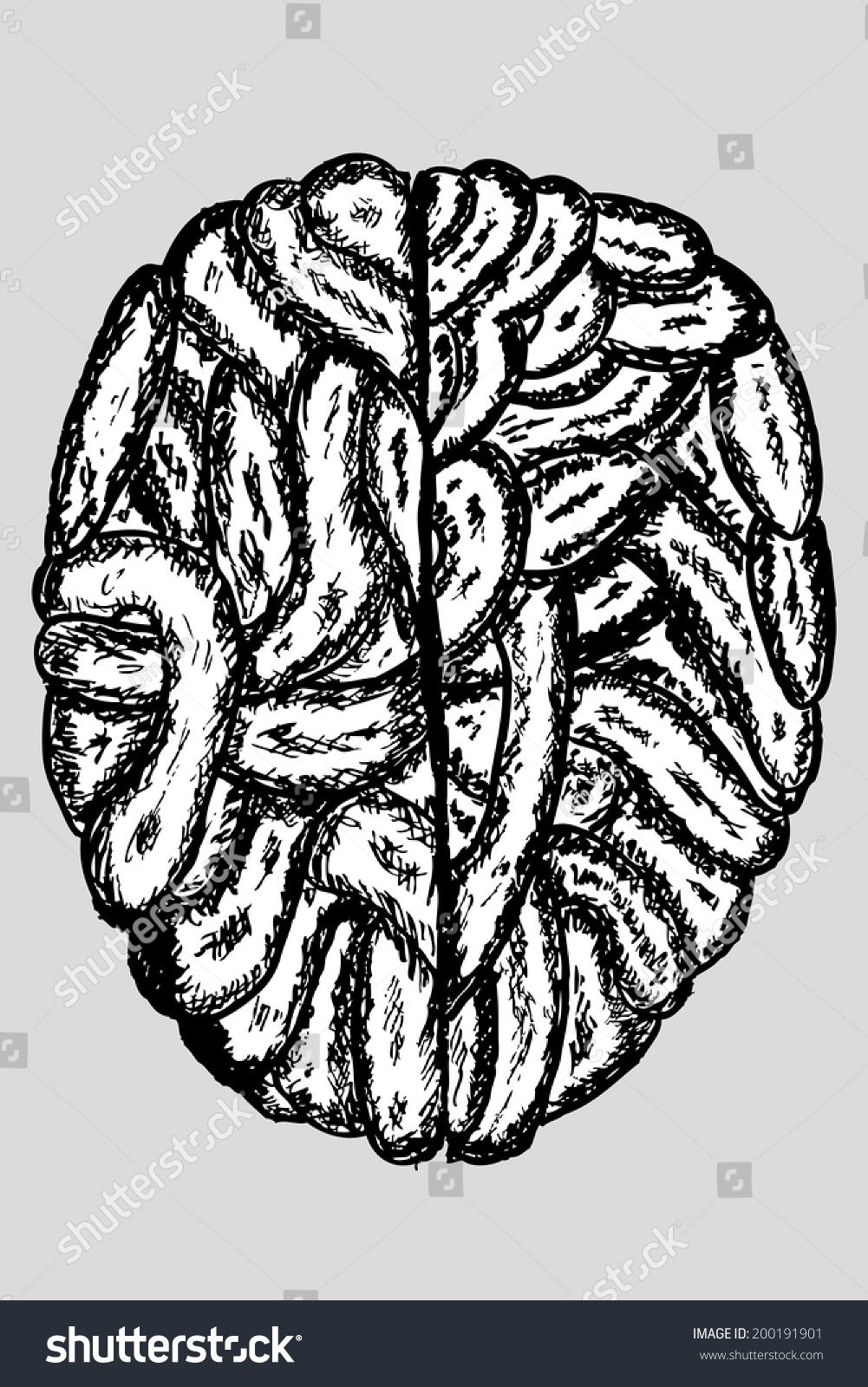 Hand Draw Sketch Brain Stock Vector 200191901 - Shutterstock