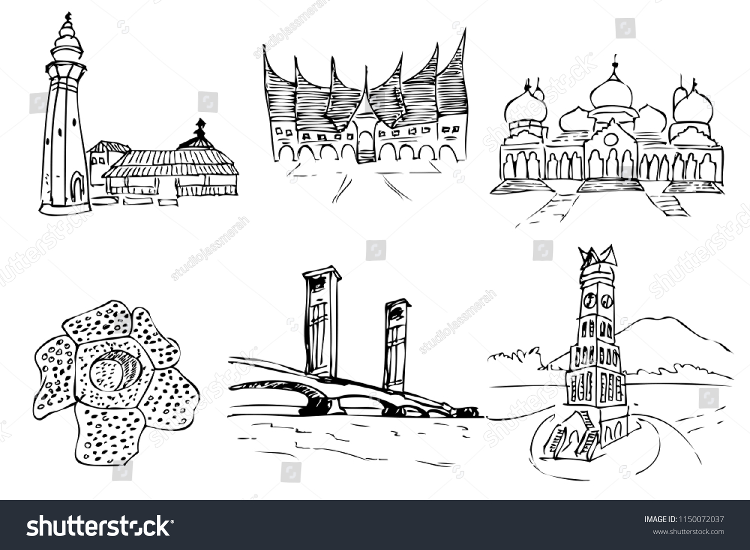 SVG of hand draw sketch landmark and iconic indonesia svg