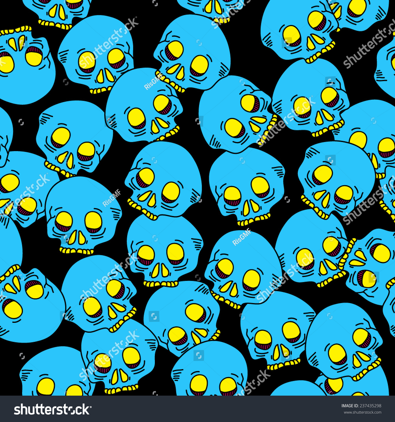 Hand Draw Skull Pattern Seamless Skull Stock Vector Royalty Free