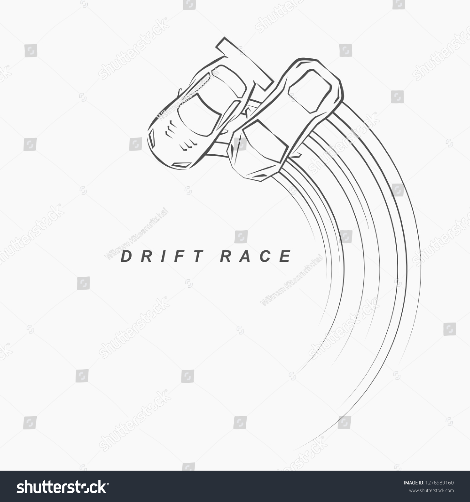 Hand Draw Style 2 Drift Cars Stock Vector Royalty Free 1276989160