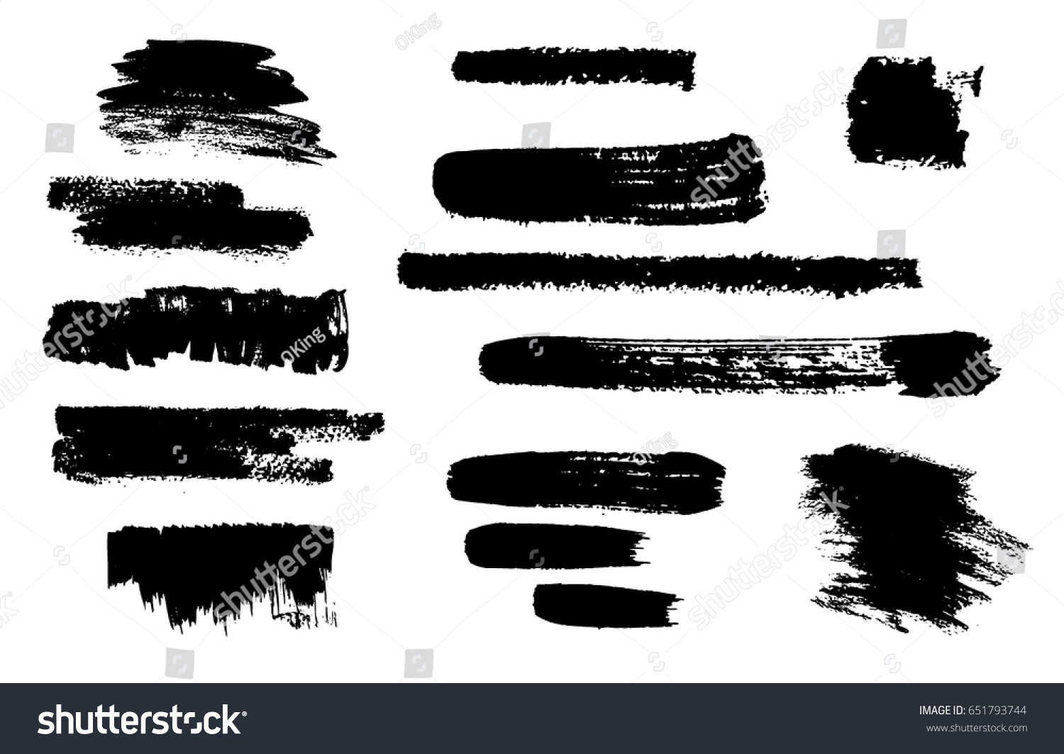 Hand Drawing Brush Stroke Set Black Stock Vector 651793744 - Shutterstock