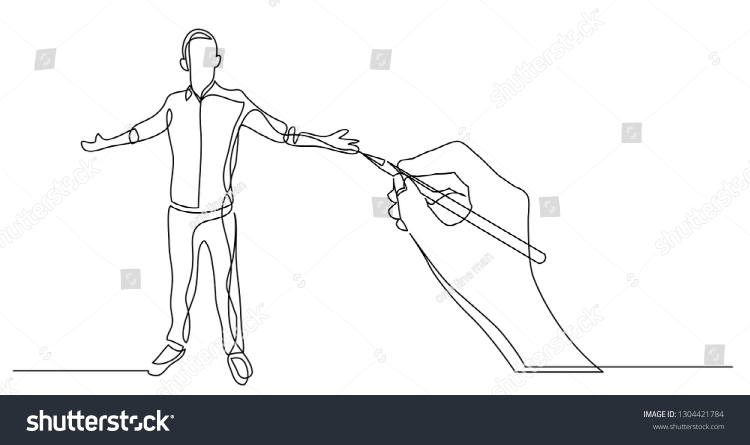 Hand Drawing Business Concept Sketch Standing Vector De Stock Libre De Regalías 1304421784 0770