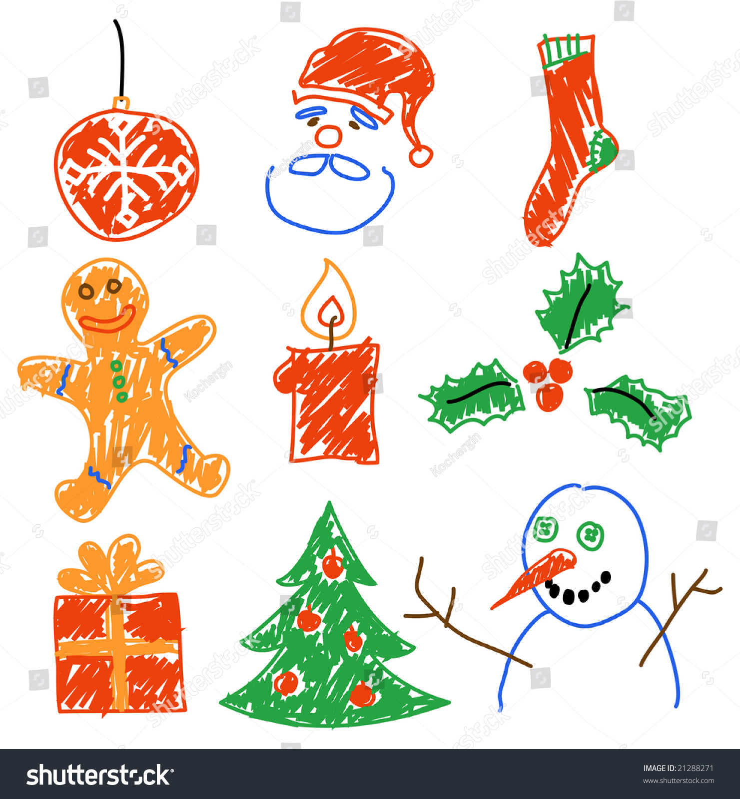 hand drawing christmas decorations santa snowman stock hand drawing christmas decorations santa snowman stock