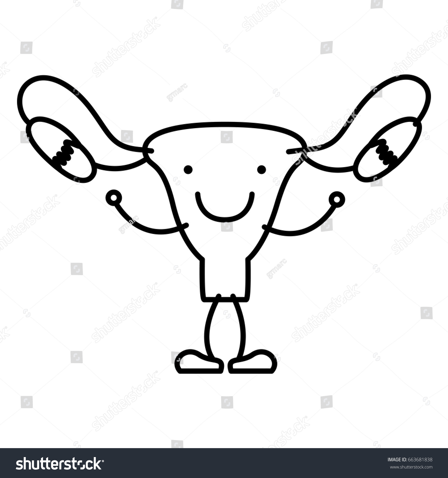 Hand Drawing Contour Caricature Female Reproductive Vector De Stock