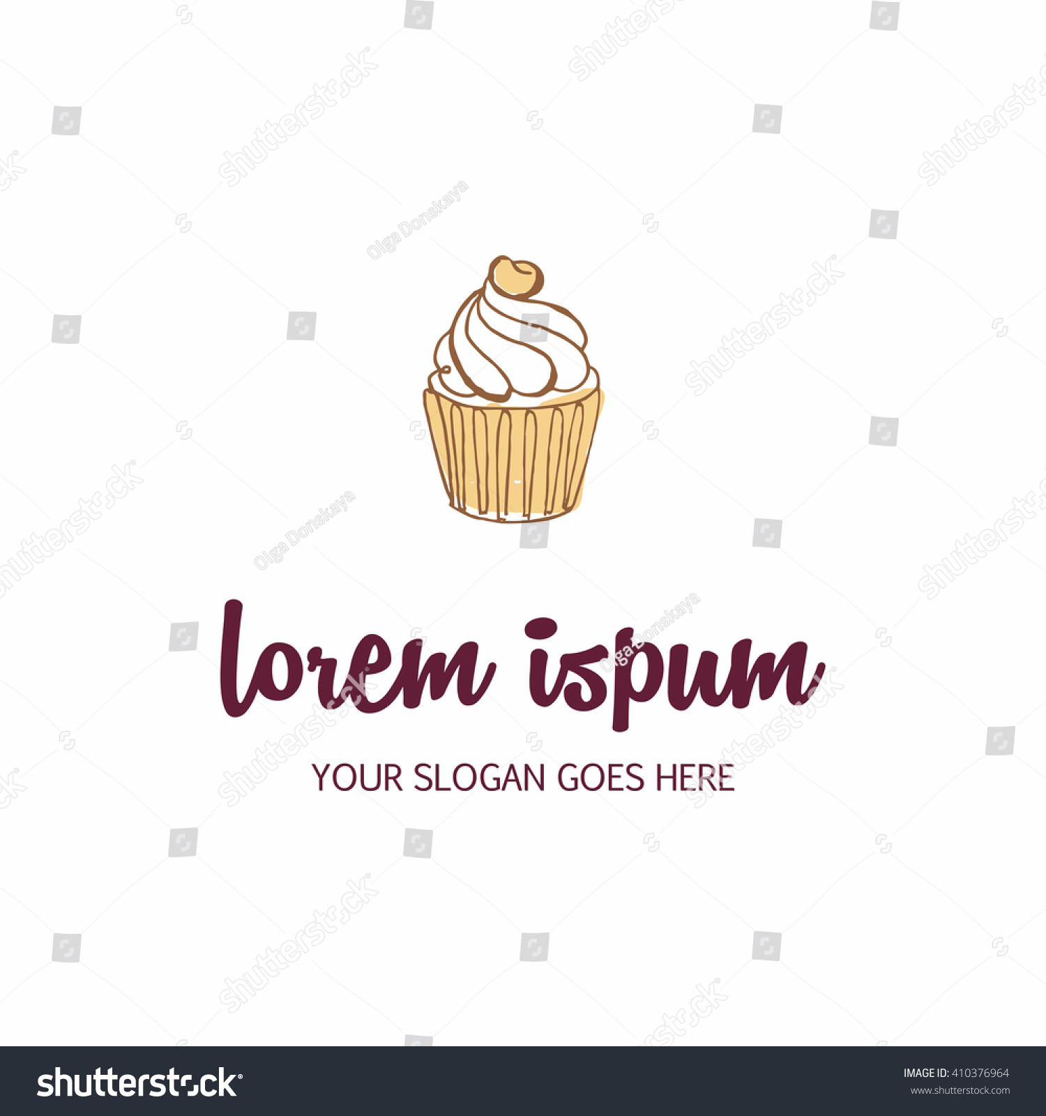 Hand Drawing Cupcake Logo Vector Stock Vector (Royalty Free) 410376964