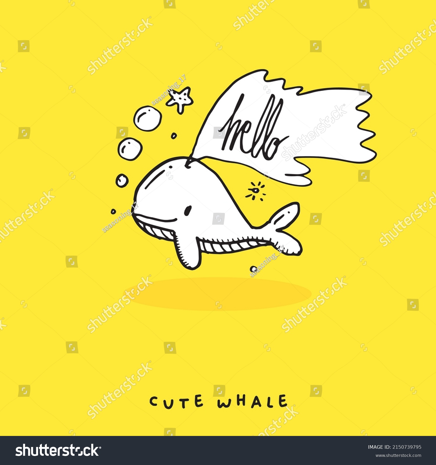 Hand Drawing Doodle Cute Whale Vector Stock Vector (Royalty Free ...