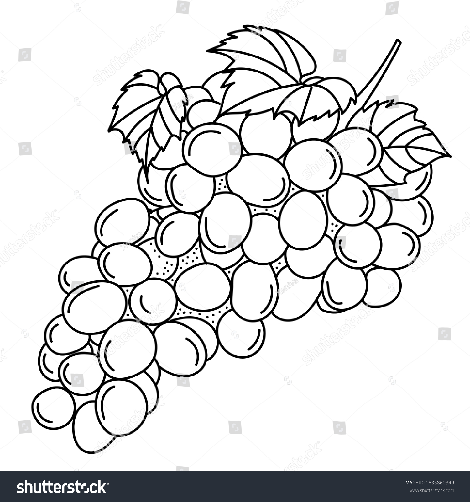 Hand Drawing Grape Doodle Fruits Stickers Stock Vector (Royalty Free ...