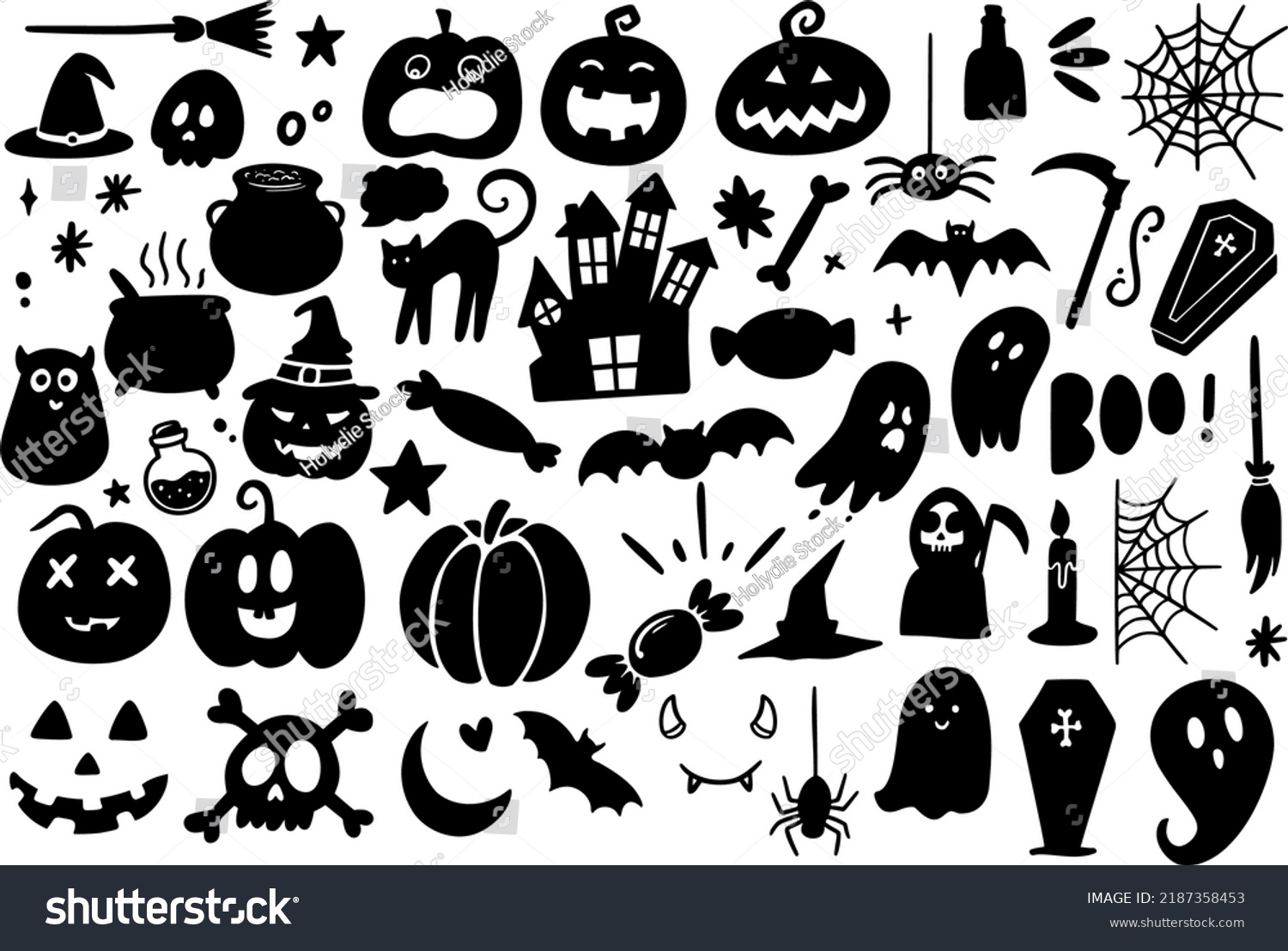 SVG of Hand drawing Halloween Doodle vector graphic design illustration. Great design for book cover, postcard, cut file, t shirt print or poster. svg