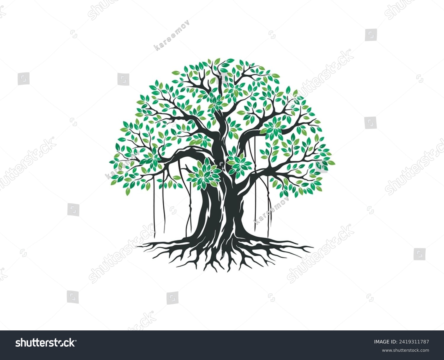 SVG of hand drawing of banyan tree vector illustrations svg