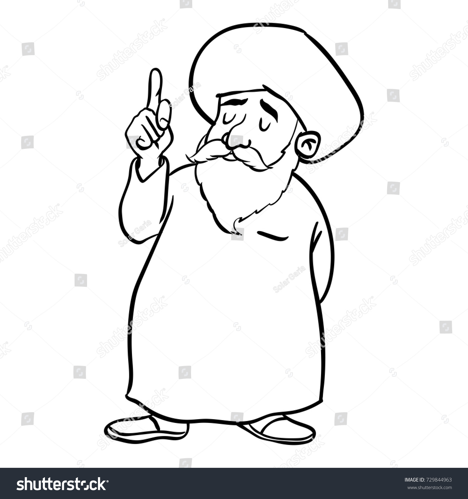 Hand Drawing Cartoon Muslim Old Man Stock Vector (Royalty Free ...