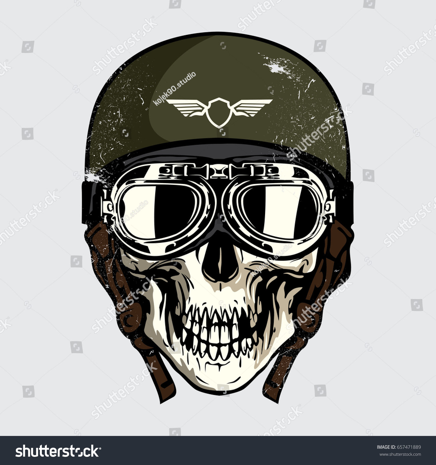 Hand Drawing Skull Wearing Motorcycle Helmet Stock Vector 657471889 ...
