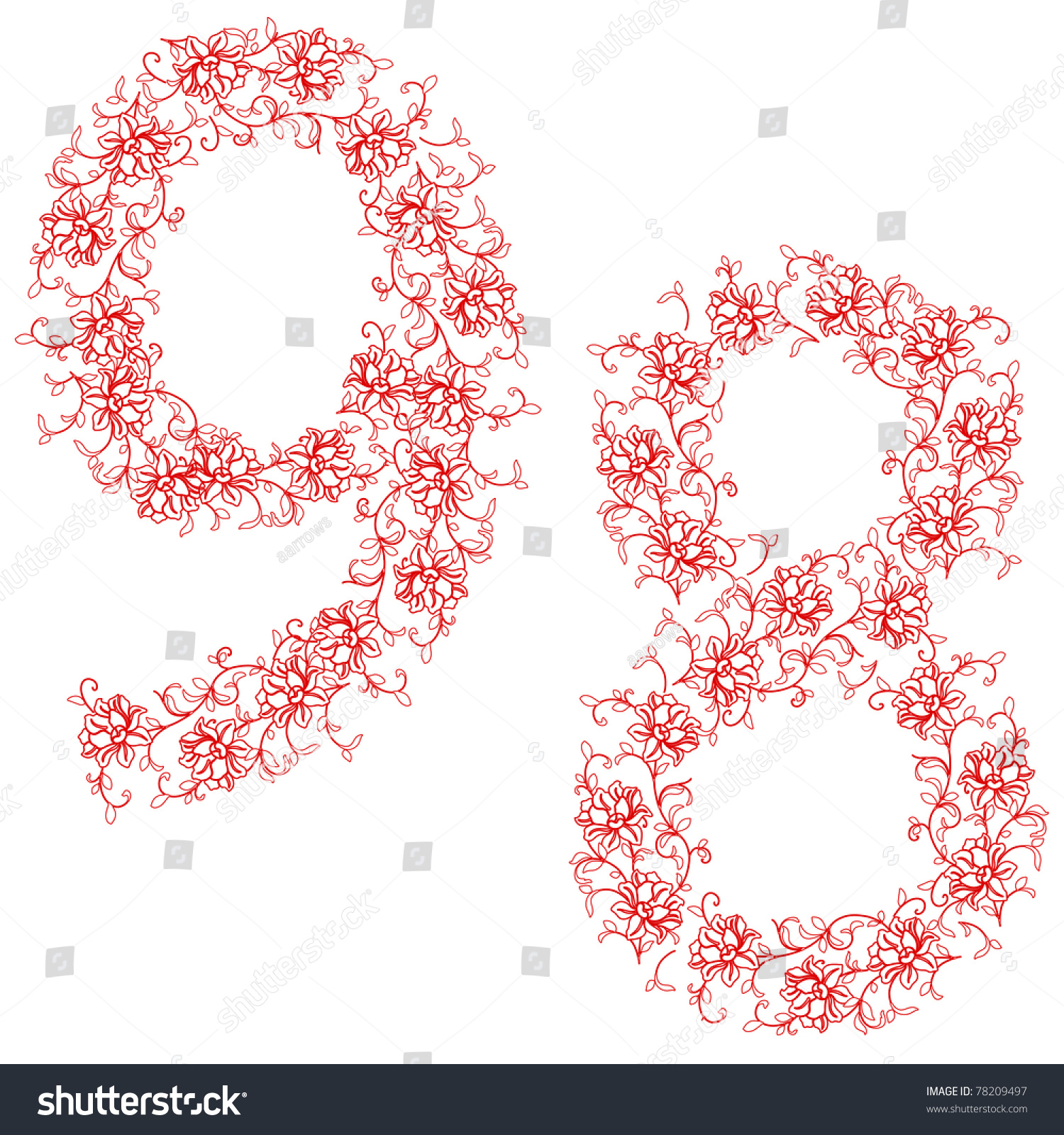 Hand Drawing Ornamental Alphabet Letter 89 Stock Vector (Royalty Free ...