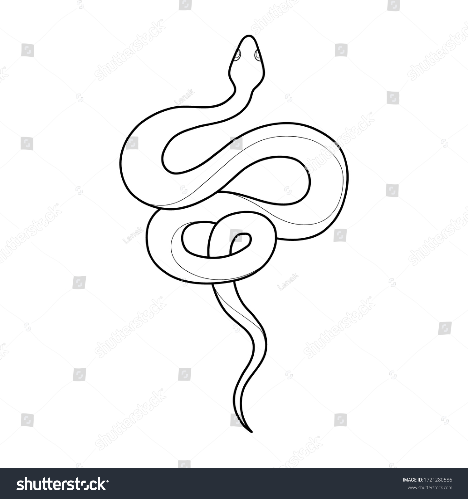 Hand Drawing Outline Snake Tattoo Snake Stock Vector (Royalty Free ...