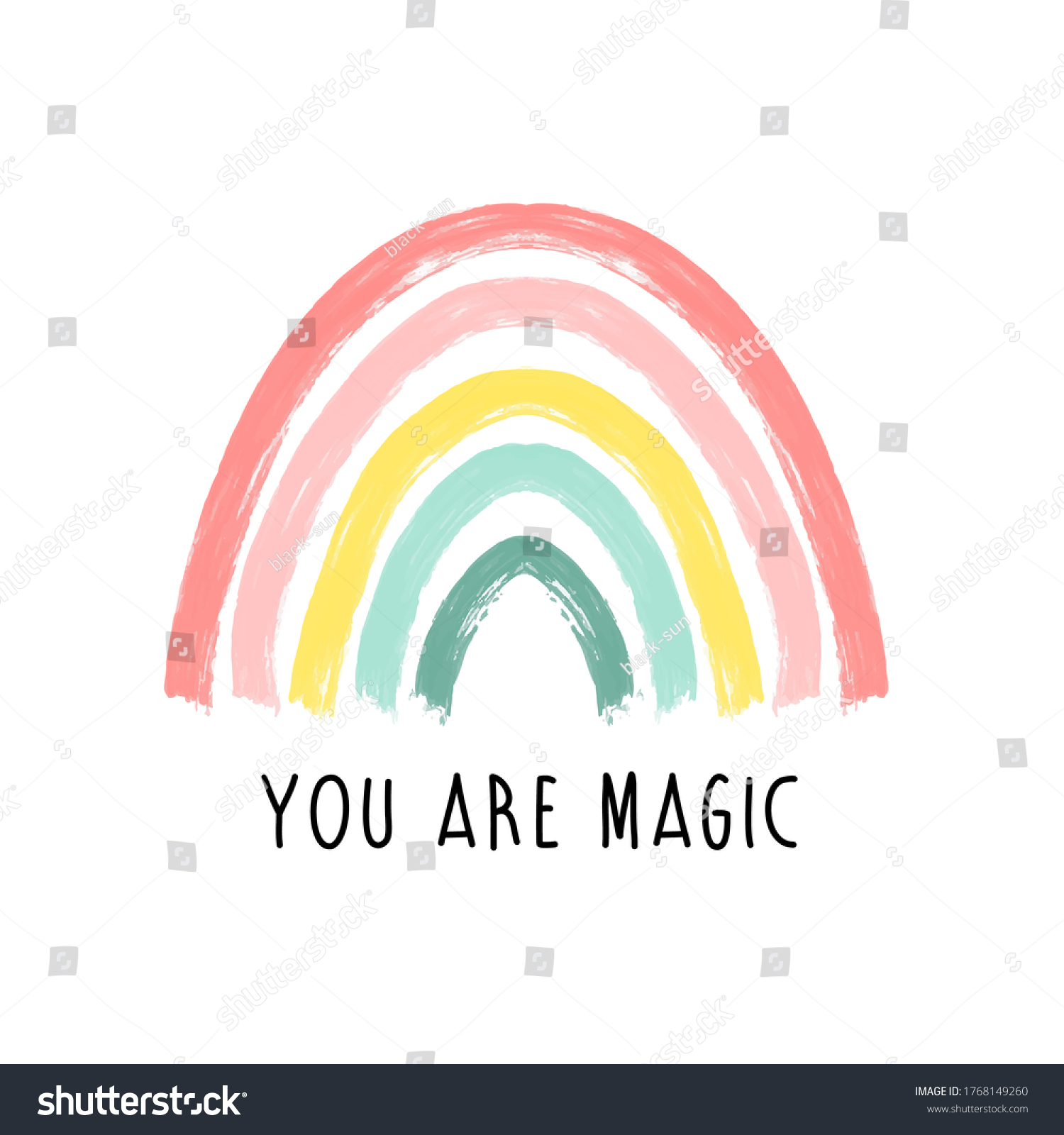 Hand Drawing Rainbow Illustration Vector Slogan Stock Vector (Royalty ...