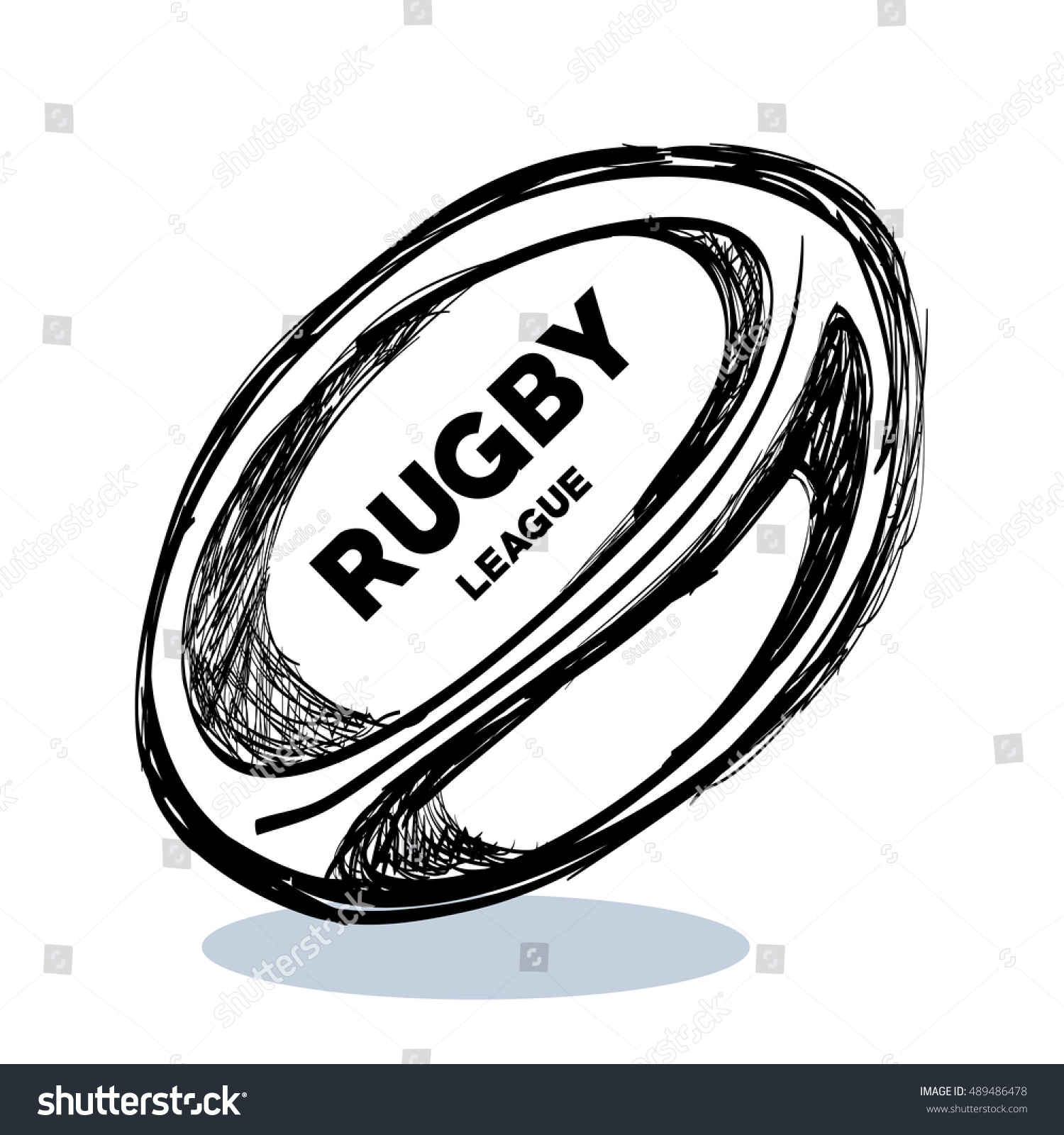 Hand Drawing Rugby Ball Design Stock Vector (Royalty Free) 489486478