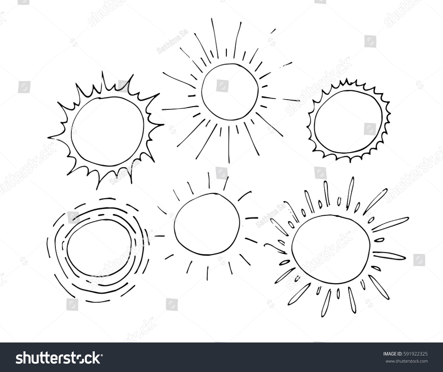 Hand Drawing Sun Cartoon Style Stock Vector 591922325 - Shutterstock