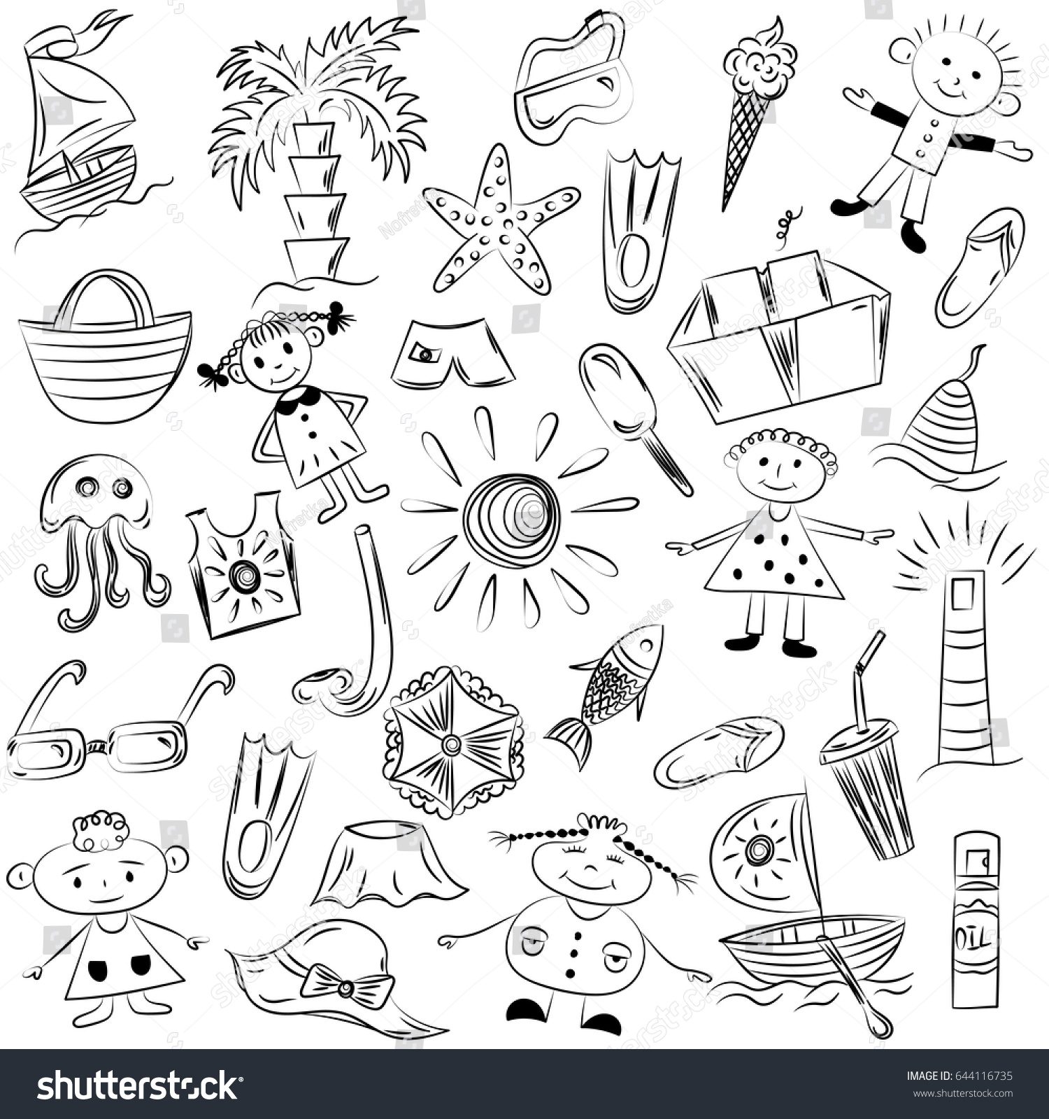 Uncategorized Drawings Of Summer hand drawings summer vacancies symbols doodle stock vector of boats ice cream palms hat