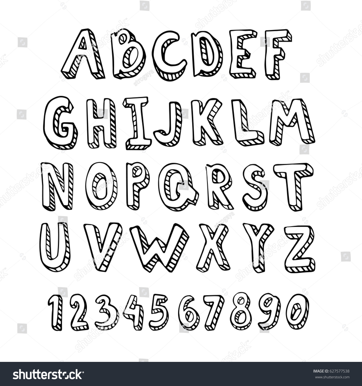 Hand Drawn Abc Vector Set Font Stock Vector Royalty Free 627577538