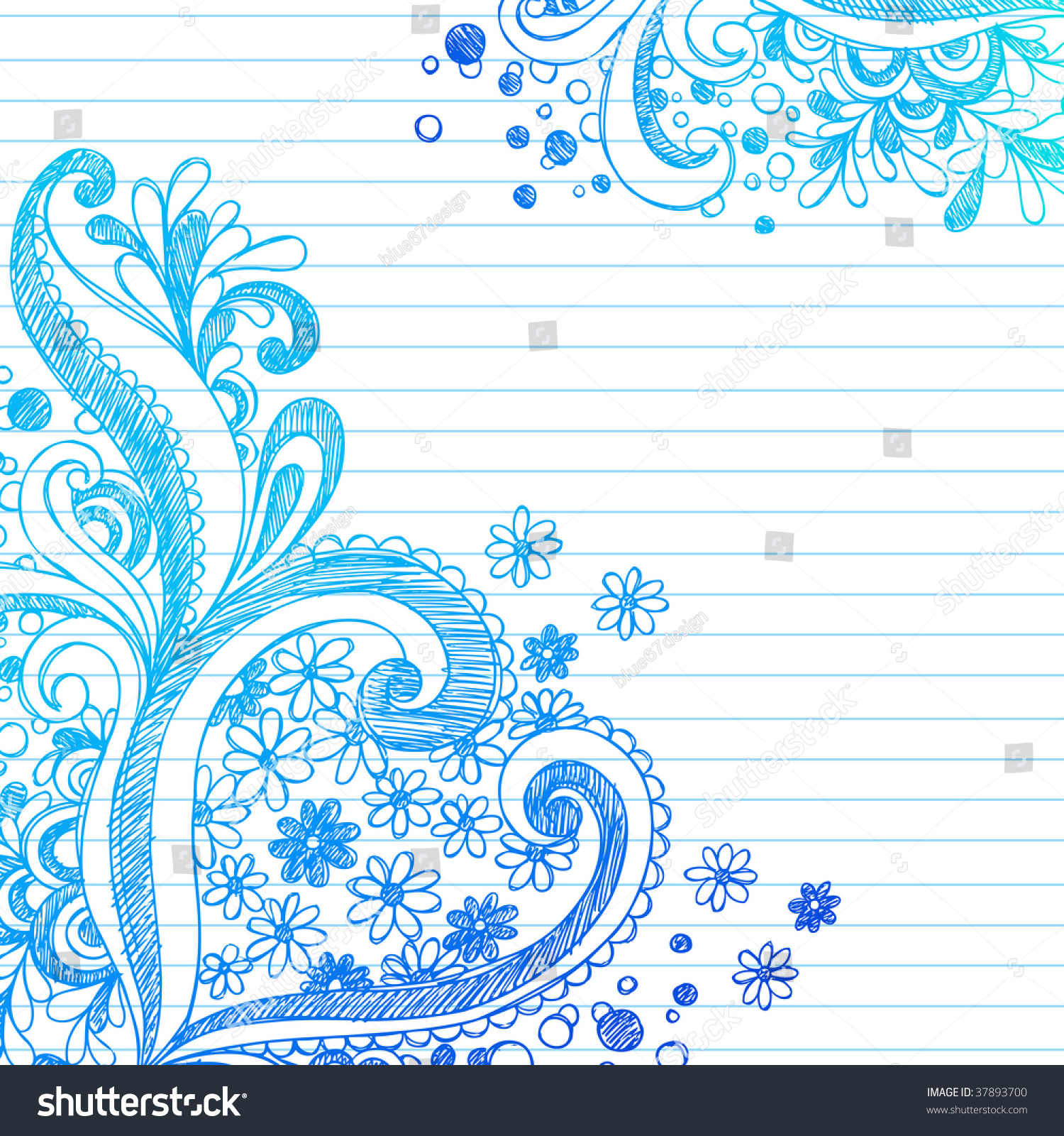 Hand-Drawn Abstract Sketchy Notebook Doodles On Lined Paper Vector ...