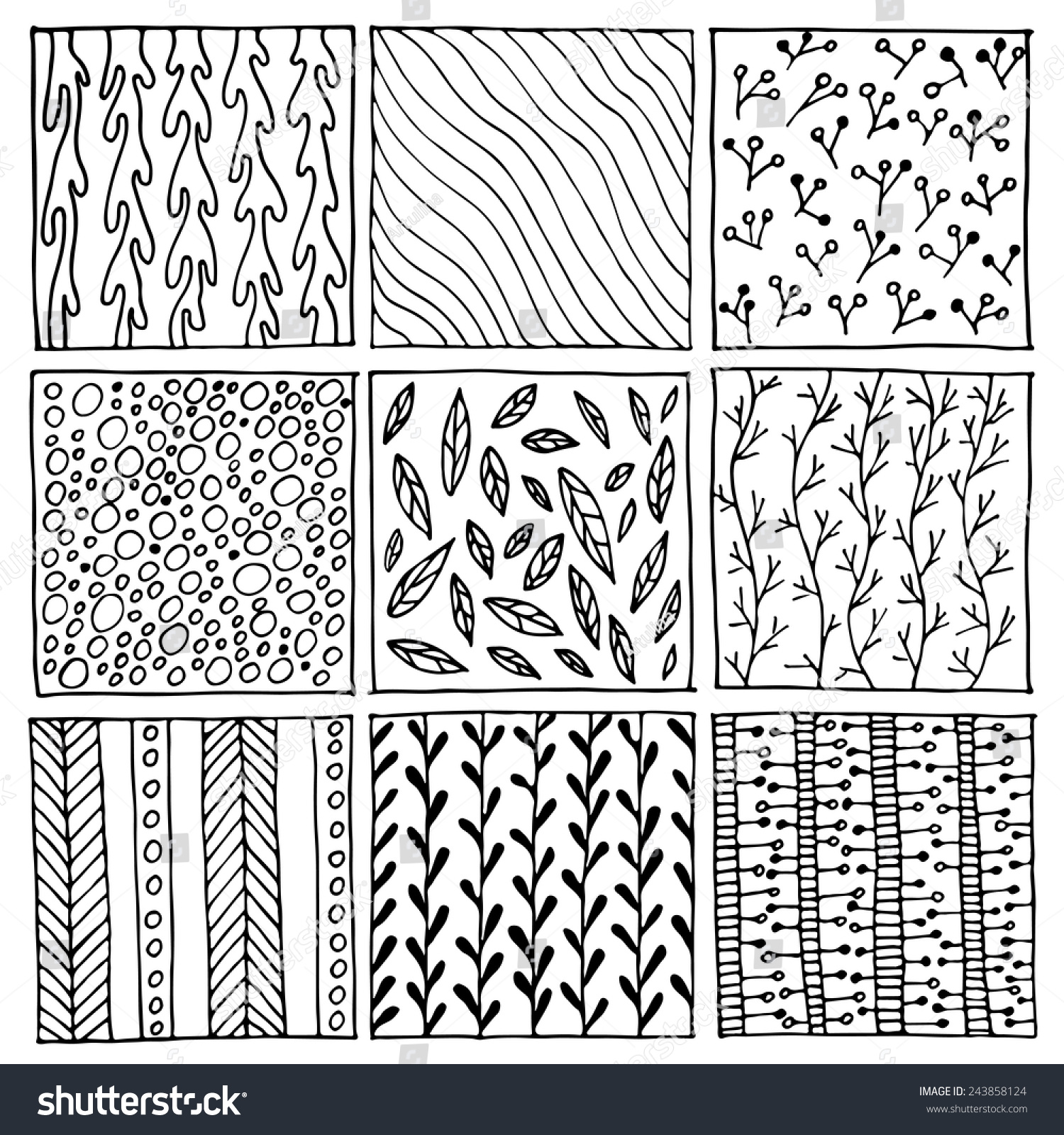 Hand Drawn Abstract Vector Patterns - 243858124 : Shutterstock