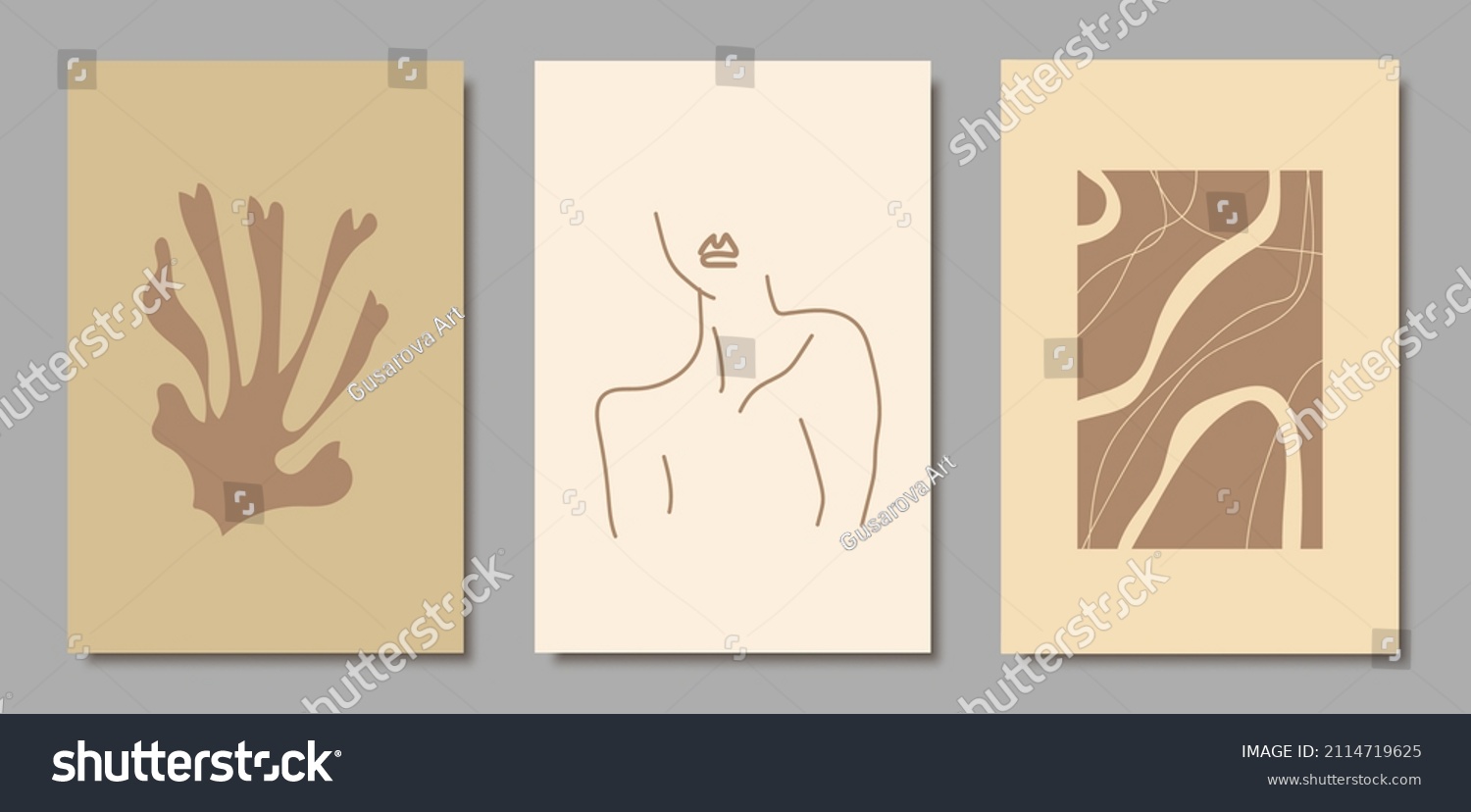 Hand Drawn Aesthetic Posters Abstract Minimalist Stock Vector (Royalty ...