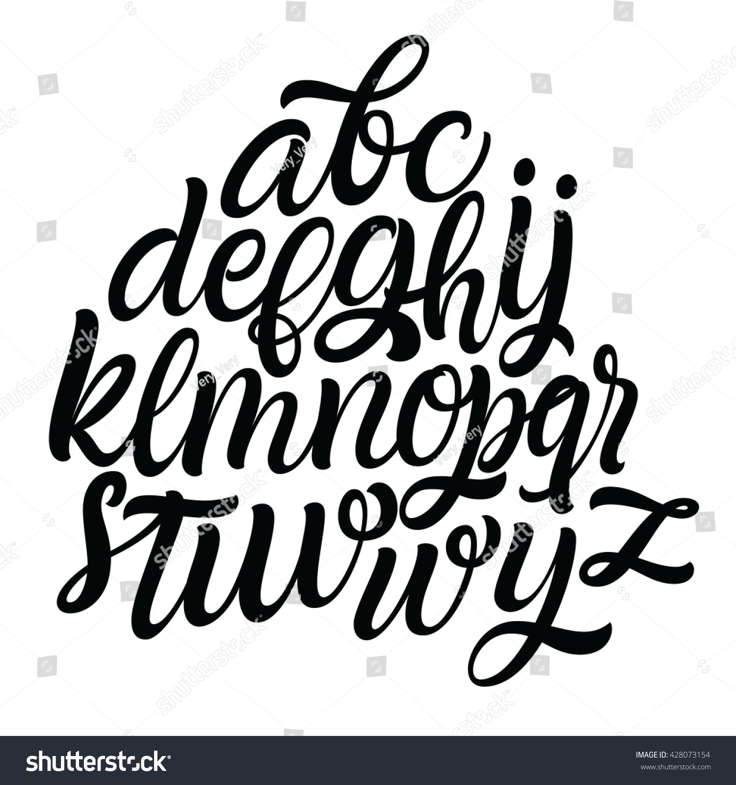 Hand Drawn Alphabet Font Script Type Stock Vector Royalty Free 428073154