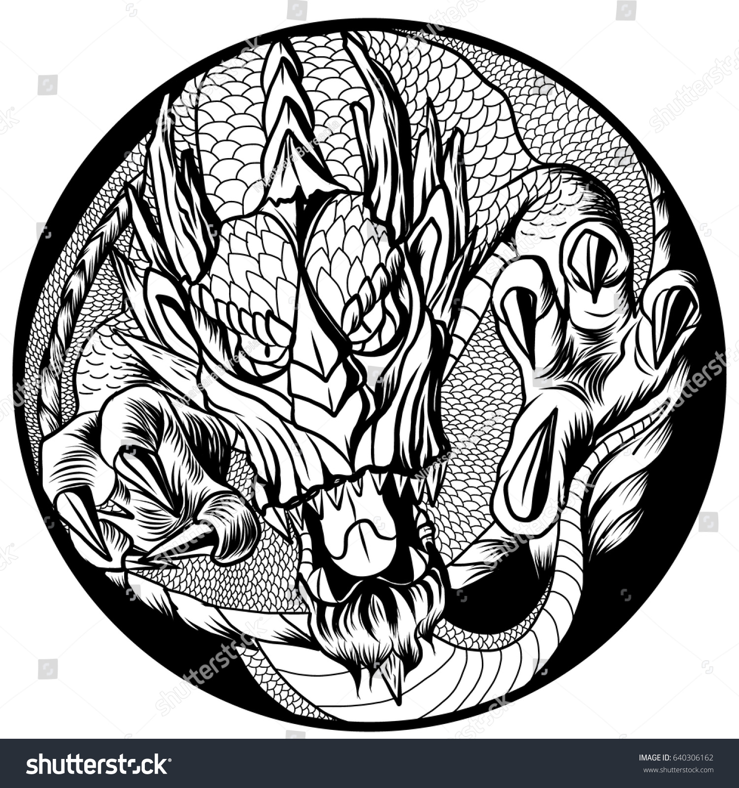 hand drawn asian tattoo design dragon stock vector 640306162 hand drawn asian tattoo design dragon stock vector 640306162