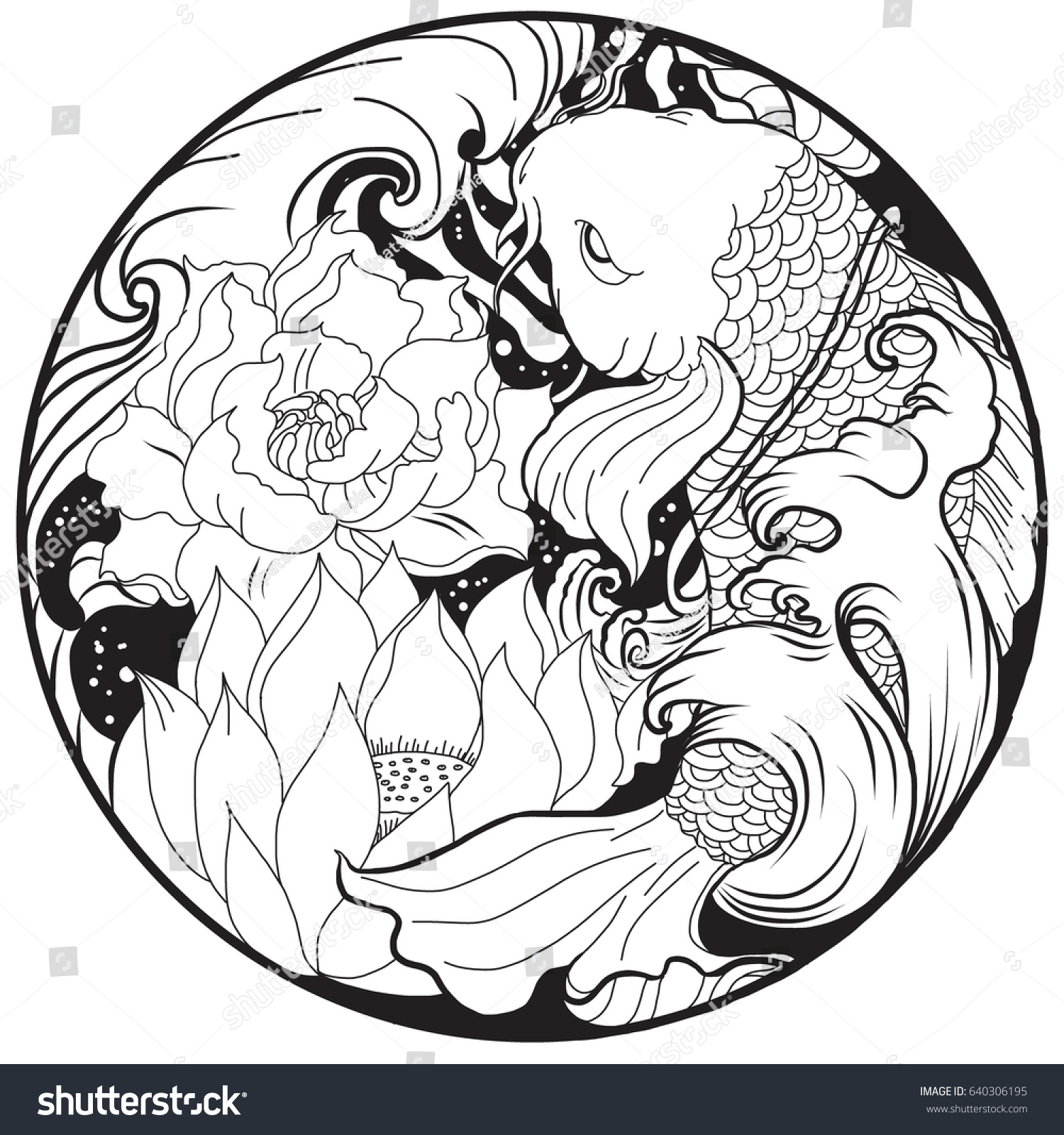 hand drawn asian tattoo design koi stock vector 640306195 hand drawn asian tattoo design koi stock vector 640306195