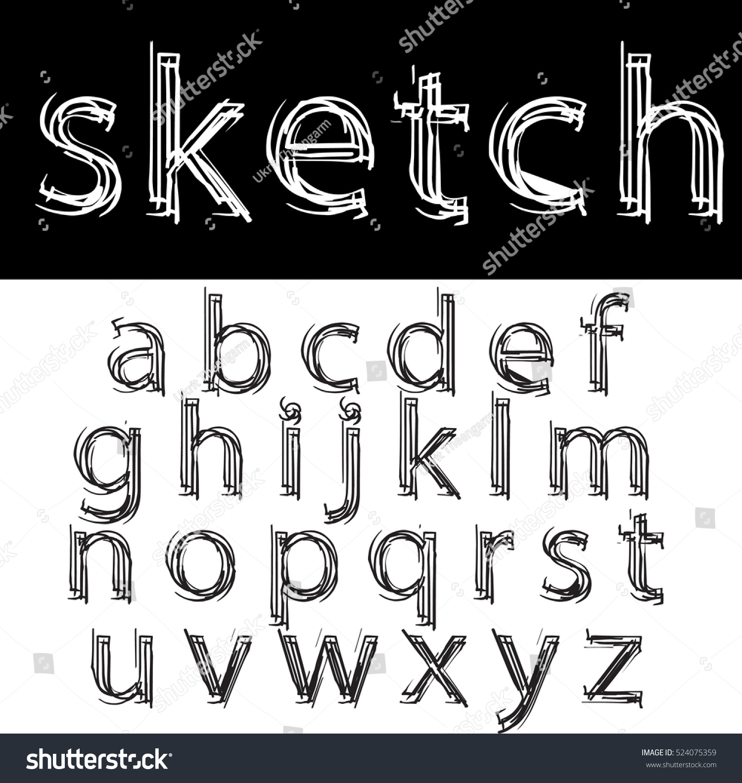 Hand Drawn Sketched Font Vector Sketch Stock Vector (Royalty Free