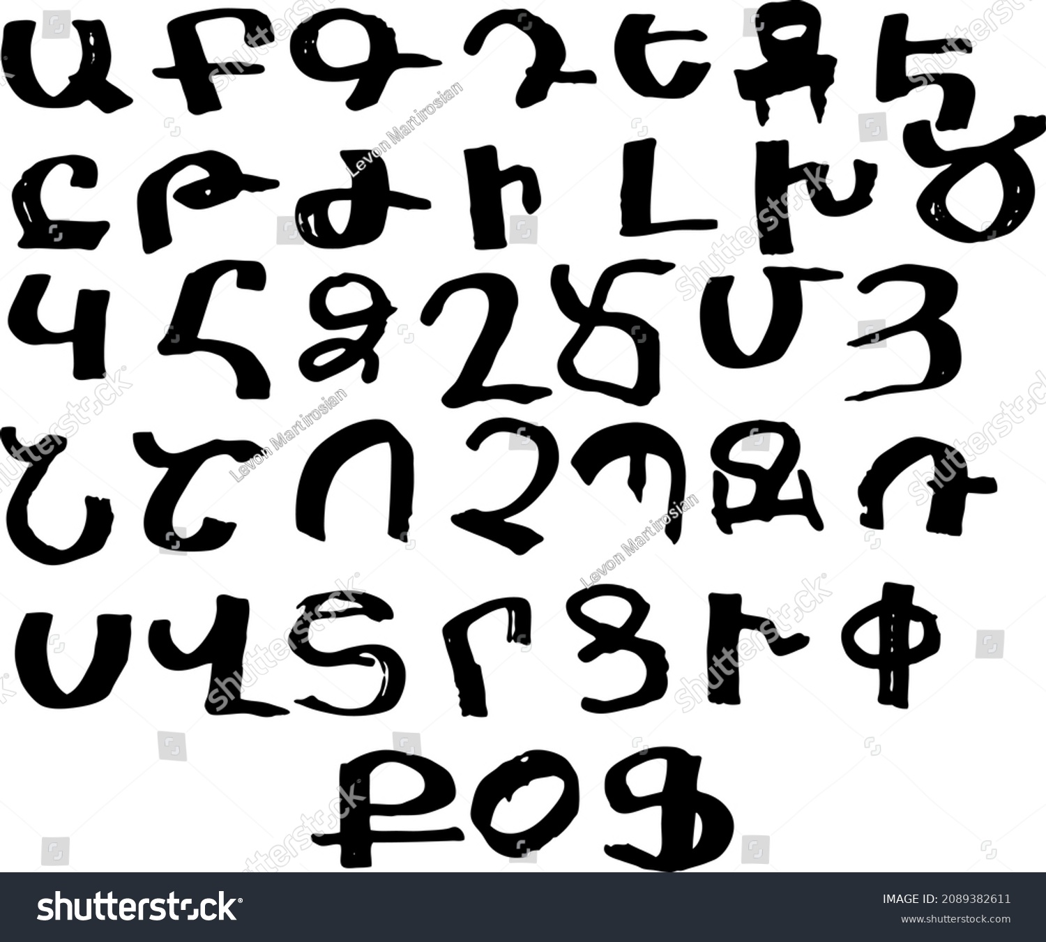 SVG of Hand drawn armenian alphabet on a white background. Vector art. svg