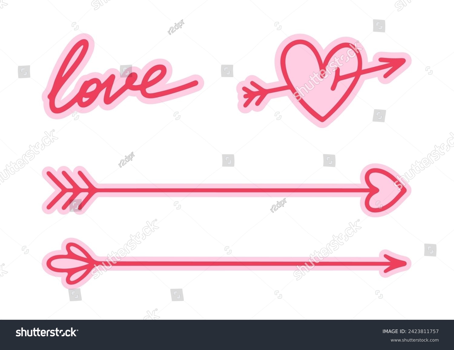 SVG of Hand drawn arrows. Black arrows. Cupid's arrow. Vector arrows set. 
Valentines day symbol. Heart icon. Hand drawn doodle. Love sign. Pointers arrows. Archery. Direction signs. Arrow with feather. svg