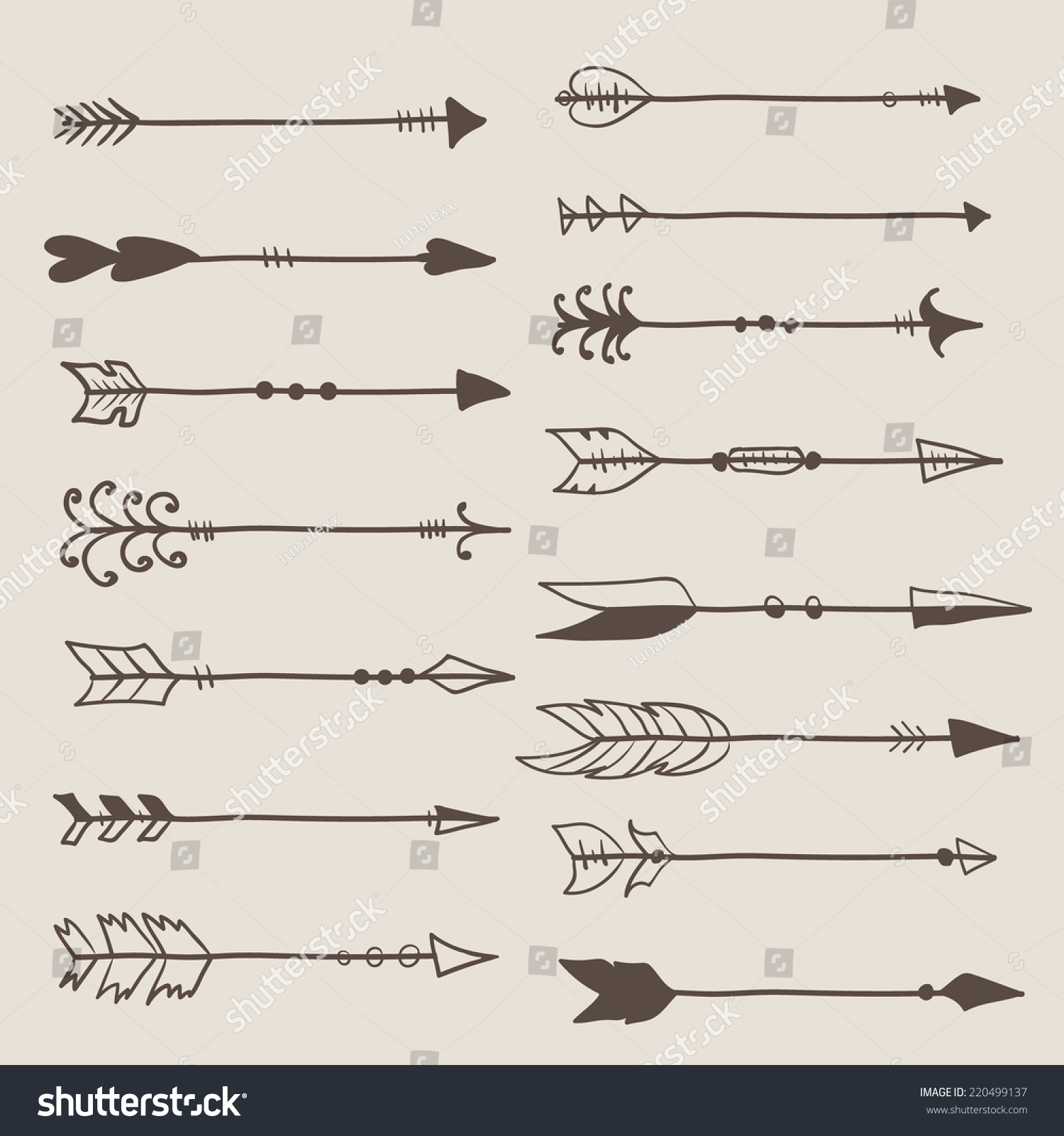 Hand Drawn Arrows Clip Art Vector - 220499137 : Shutterstock