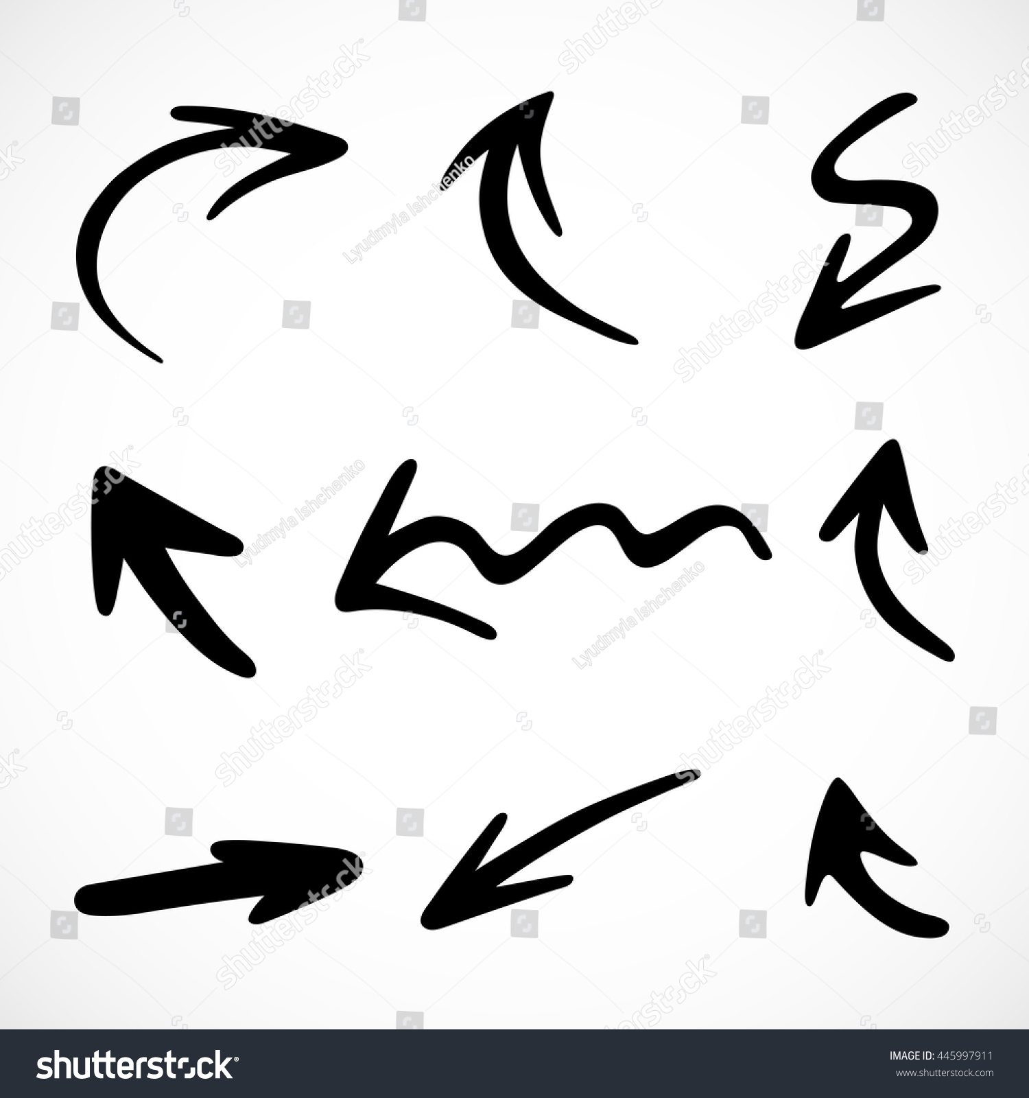 Handdrawn Arrows Vector Set Stock Vector 445997911 - Shutterstock