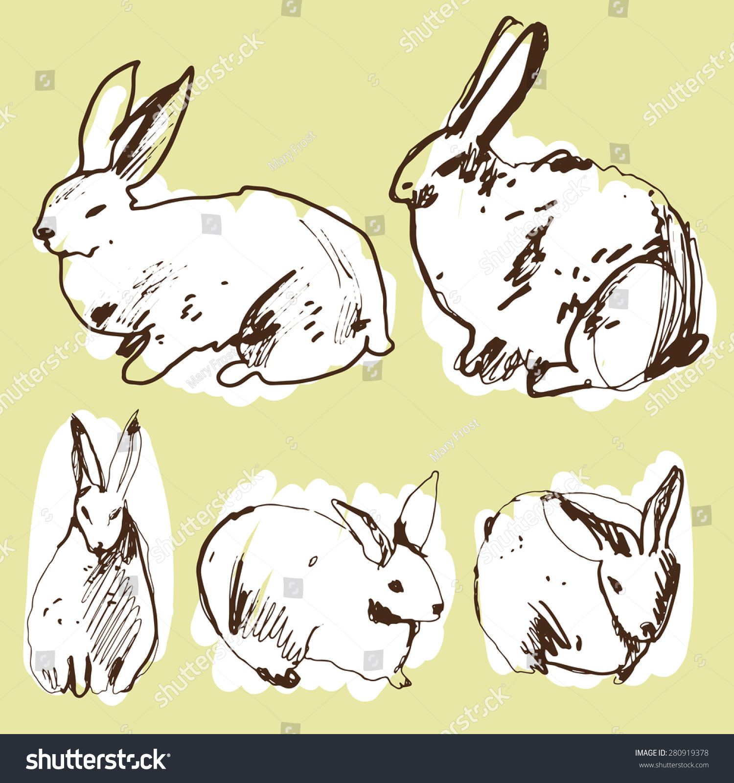 Hand Drawn Art Sketched Rabbit Stock Vector (Royalty Free) 280919378 ...