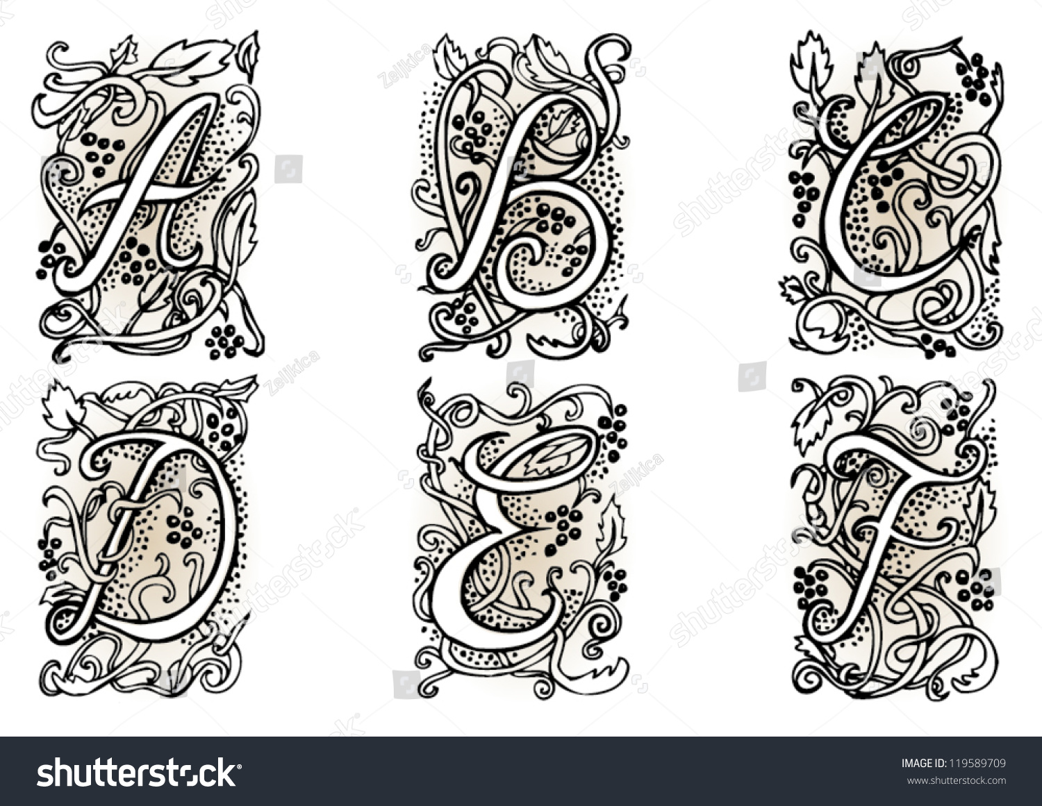 Hand Drawn Artistic Vector Fairytale Letters Stock Vector 119589709 ...