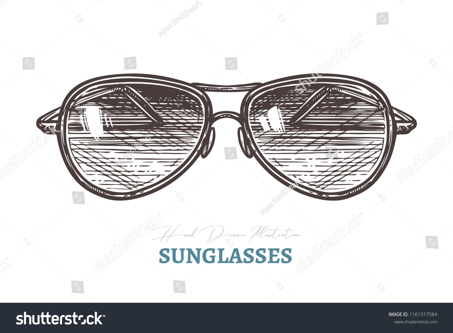 Hand Drawn Aviator Sunglasses Isolated Vector Stock Vector (royalty 