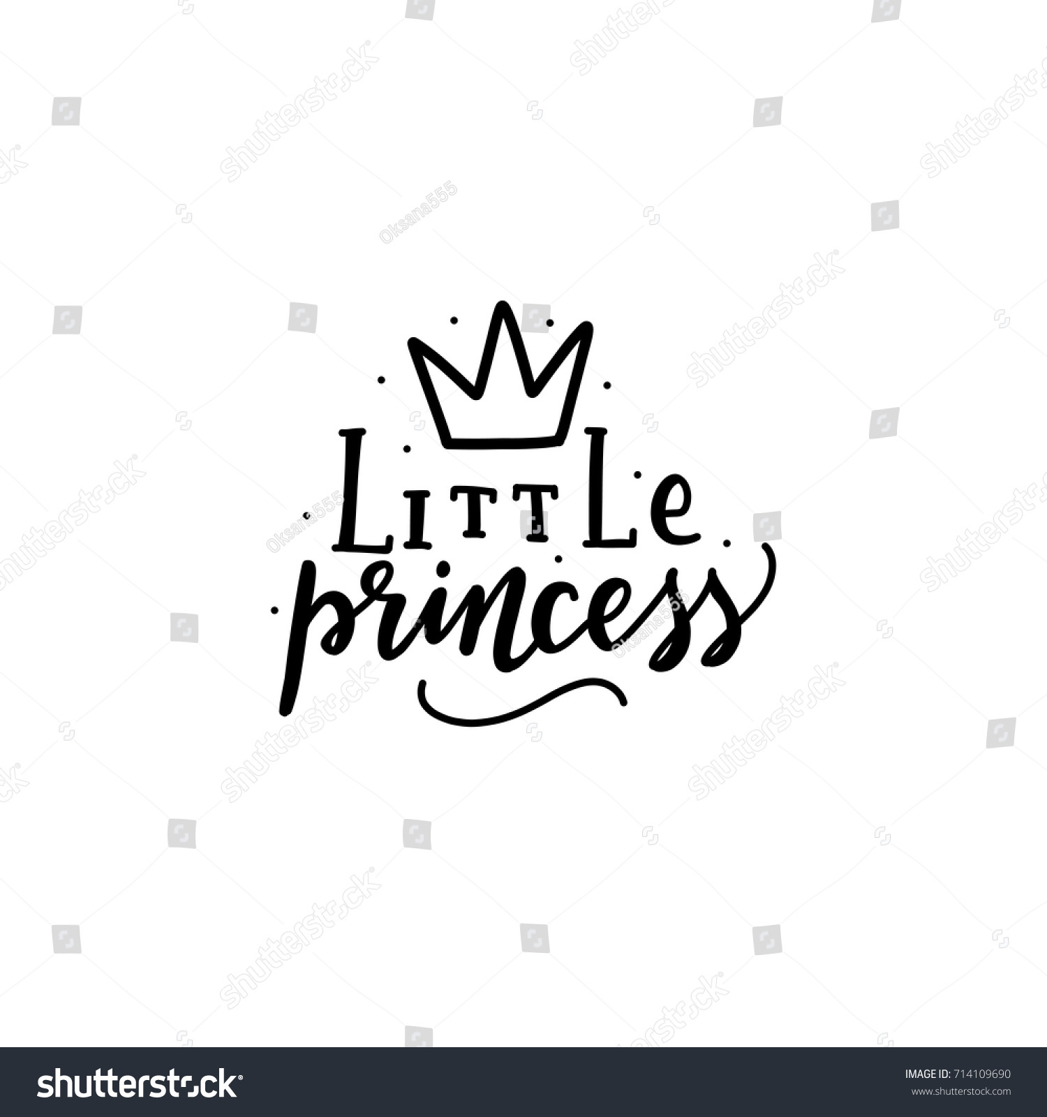 手書きの赤ん坊の文字と王冠を持ち 印刷 繊維 ポスター カード Tシャツ バッグ デコール用 のベクター画像素材 ロイヤリティフリー