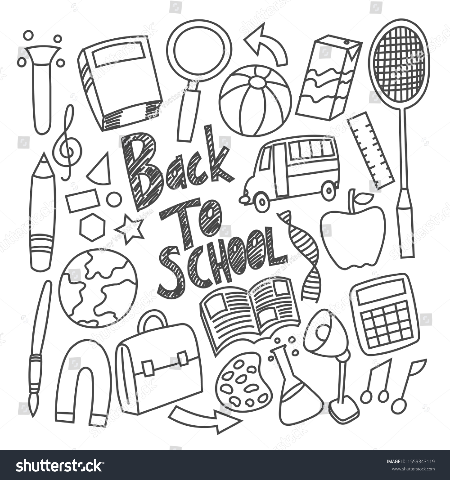 Hand Drawn Back School Vector Stock Vector (Royalty Free) 1559343119 ...