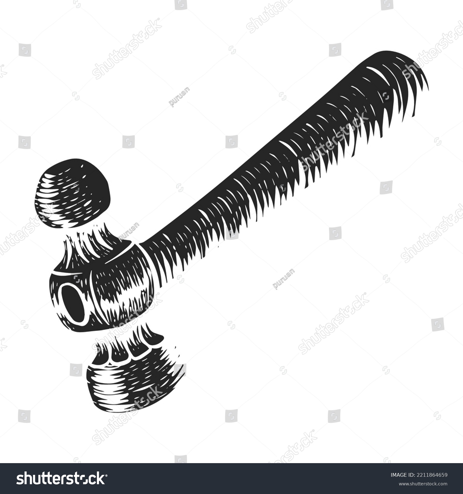 SVG of Hand drawn ball-peen hammer in woodcut woodworking tool vector illustration svg