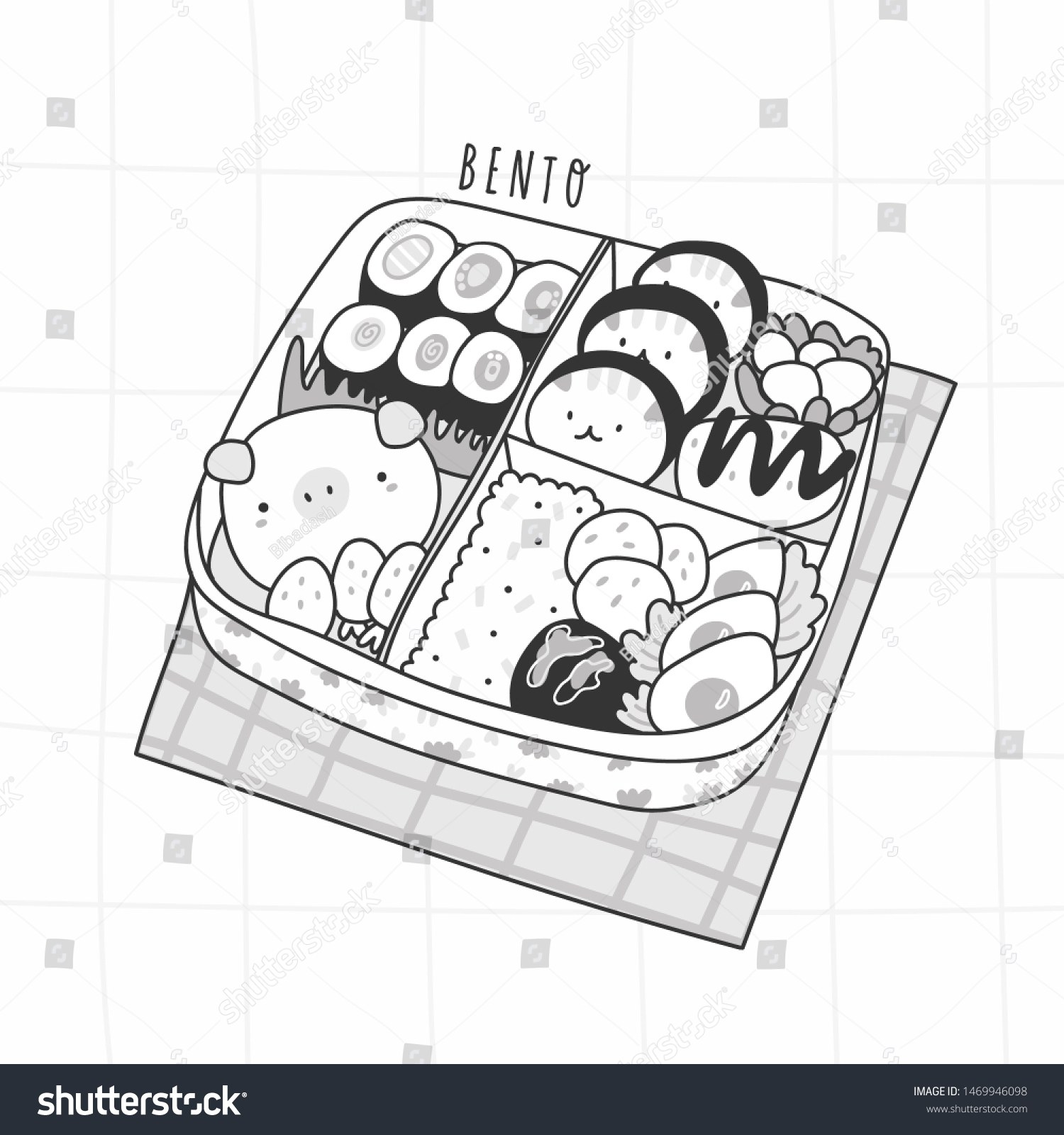 Hand Drawn Bento Box Japanese Lunch Stock Vector (Royalty Free) 1469946098