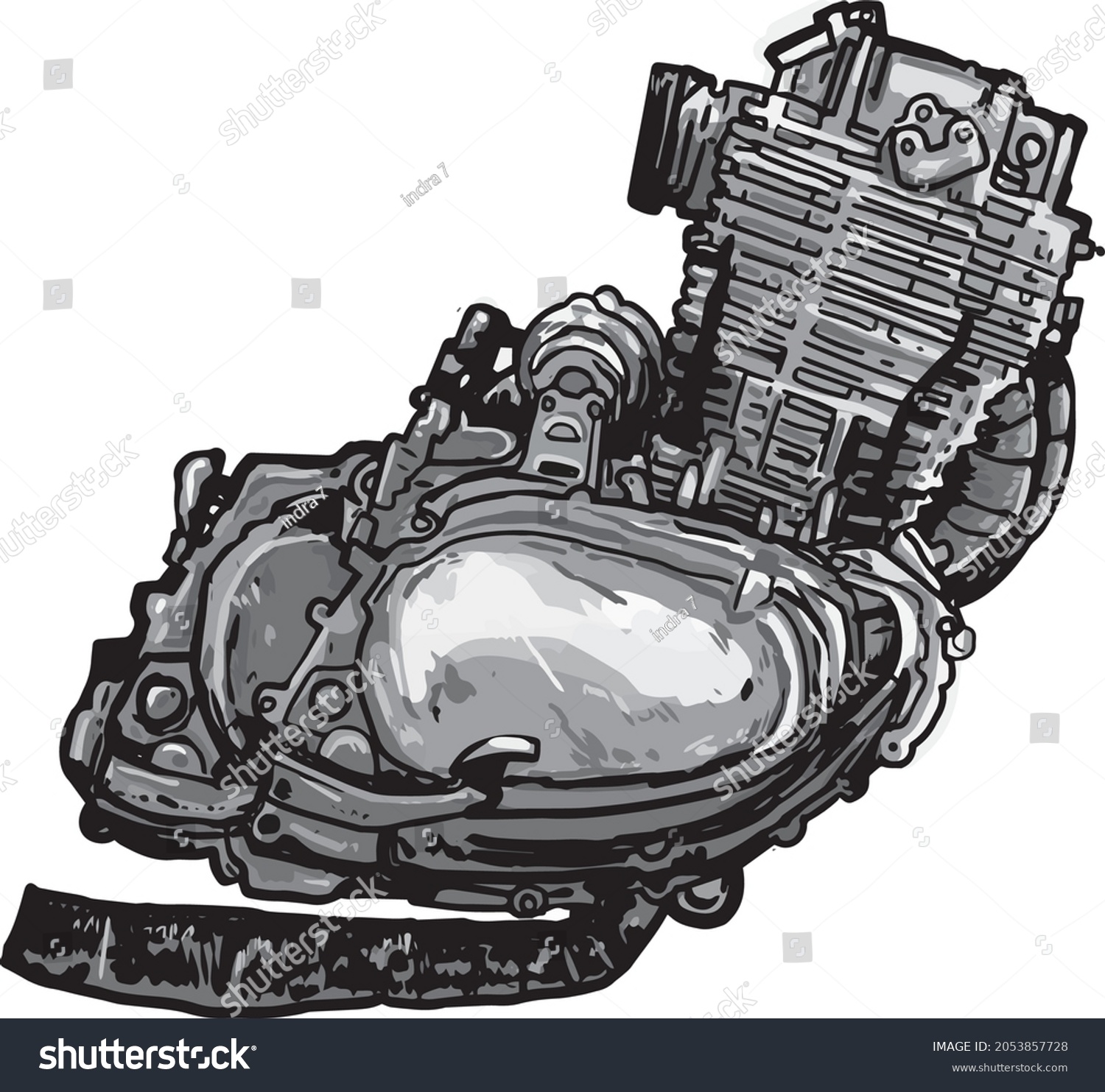 Hand Drawn Black White Motor Cycle Stock Vector (Royalty Free ...