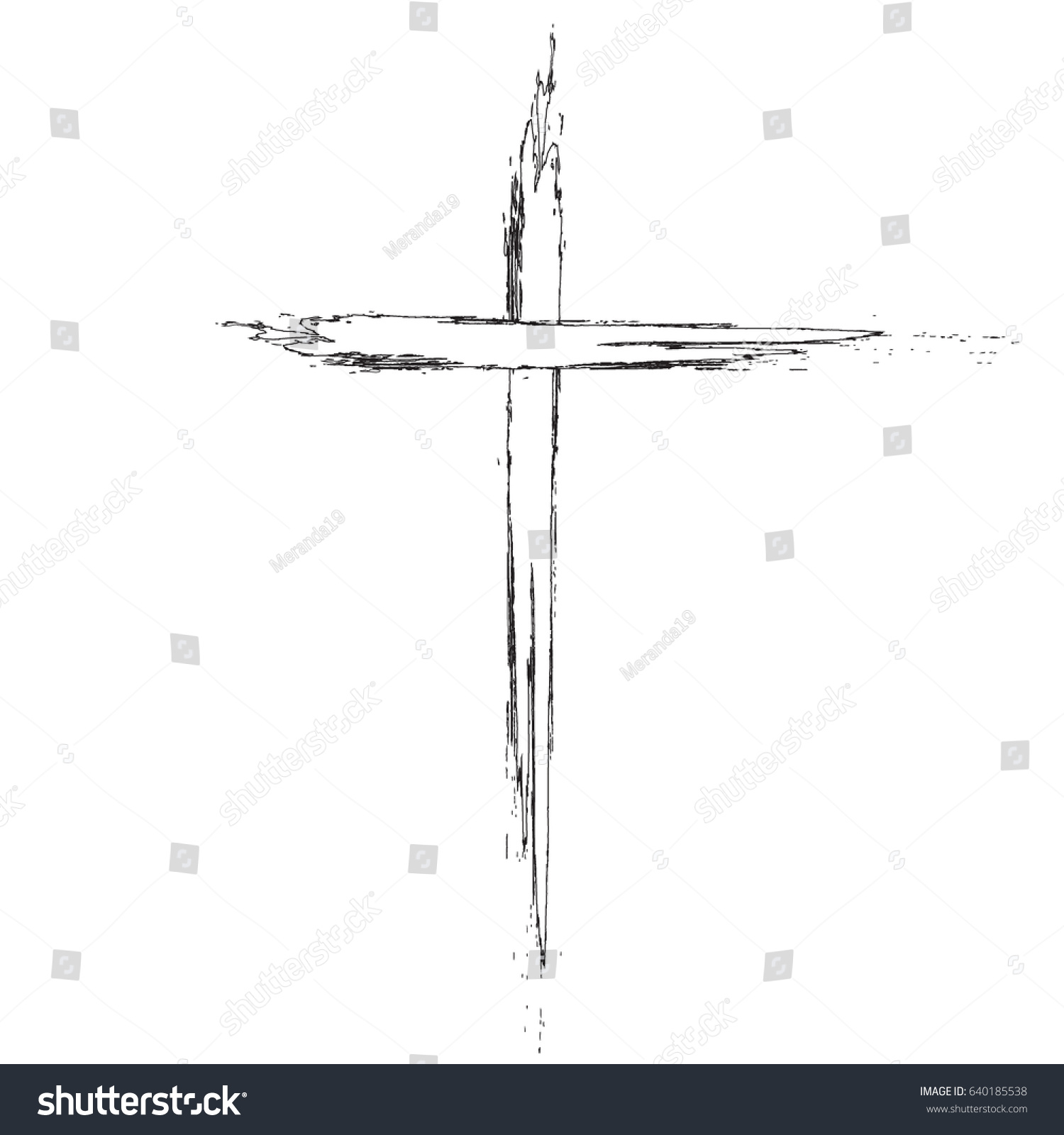 Hand Drawn Black Grunge Cross Icon Stock Vector 640185538 - Shutterstock