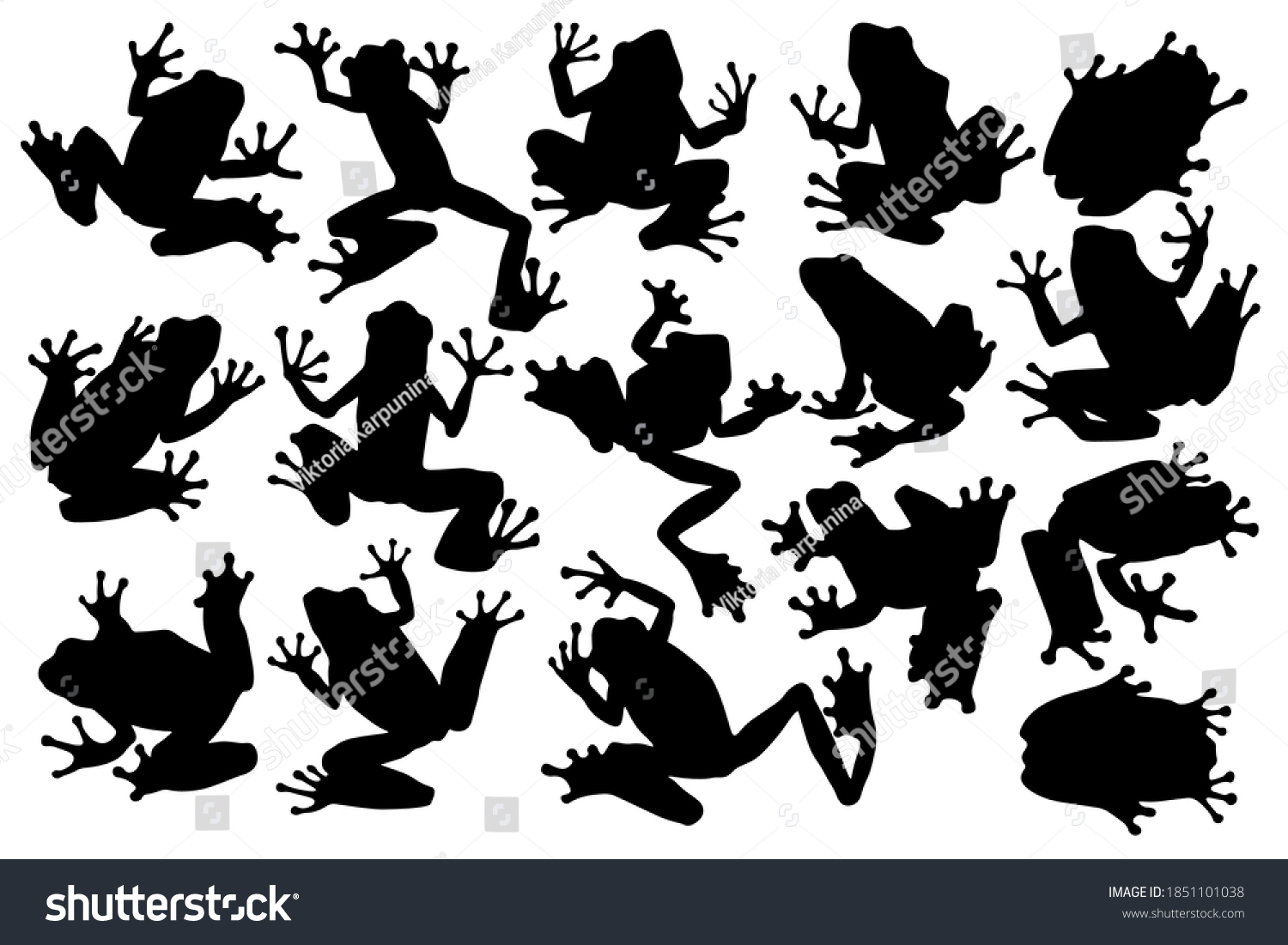 SVG of Hand drawn black vector silhouettes of tree frogs. Stock illustration of amphibians. svg