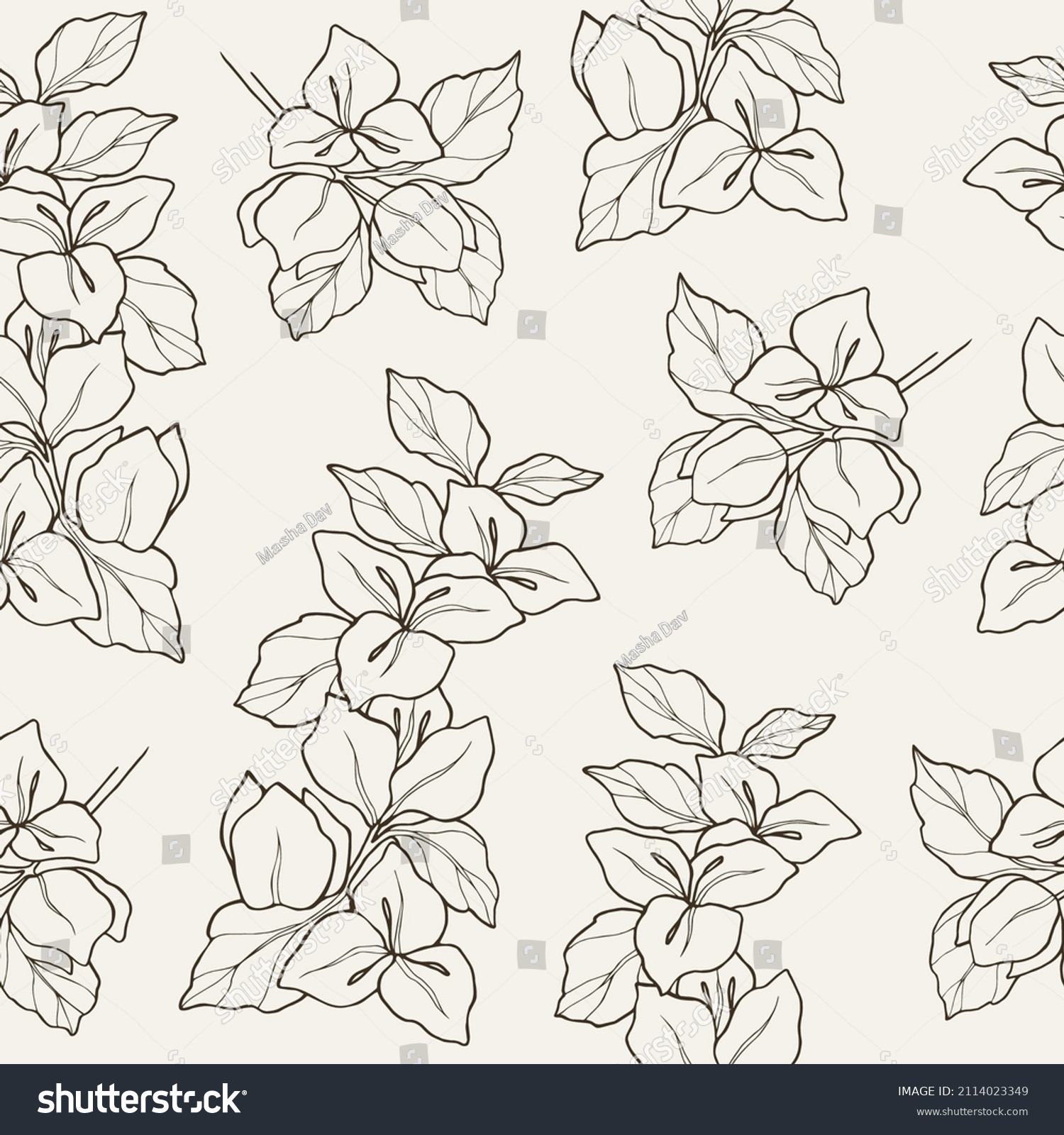 SVG of Hand drawn bougainvillea seamless pattern svg