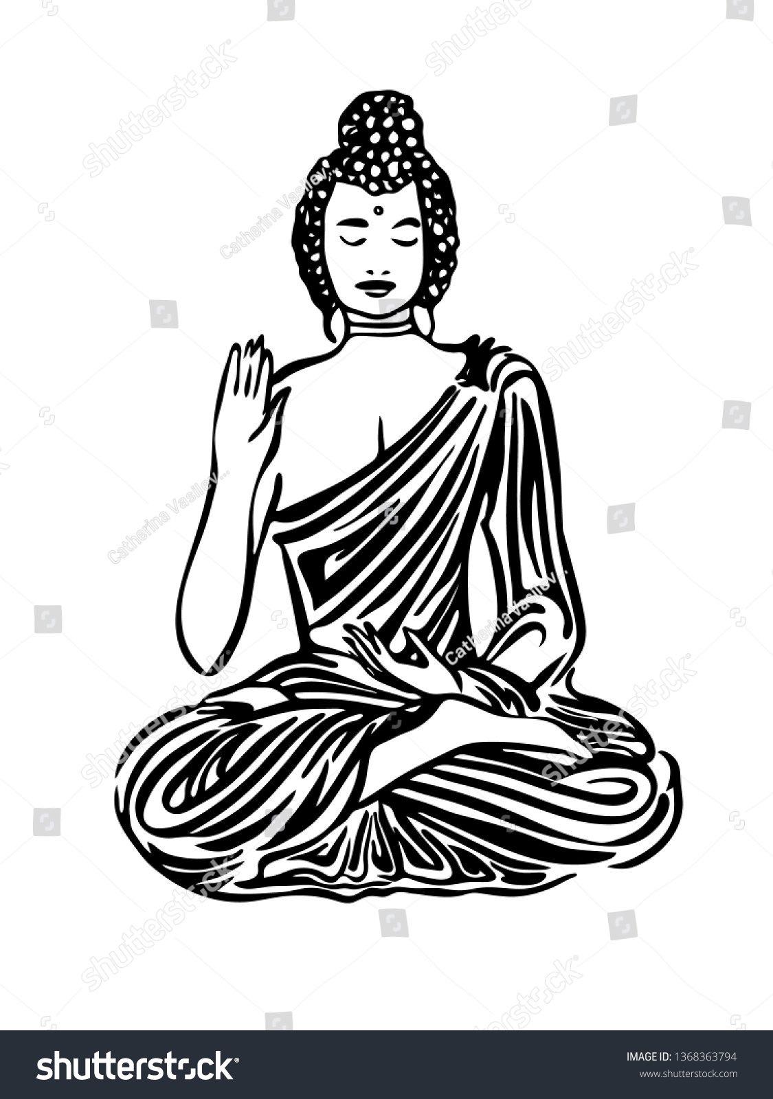 Hand Drawn Buddha Modern Outline Sketch Stock Vector (Royalty Free ...