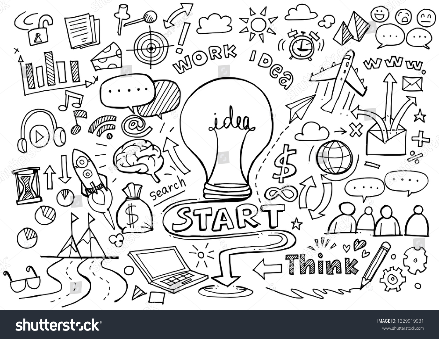 Hand Drawn Business Backgrounddoodles Vector Illustration Stock Vector ...