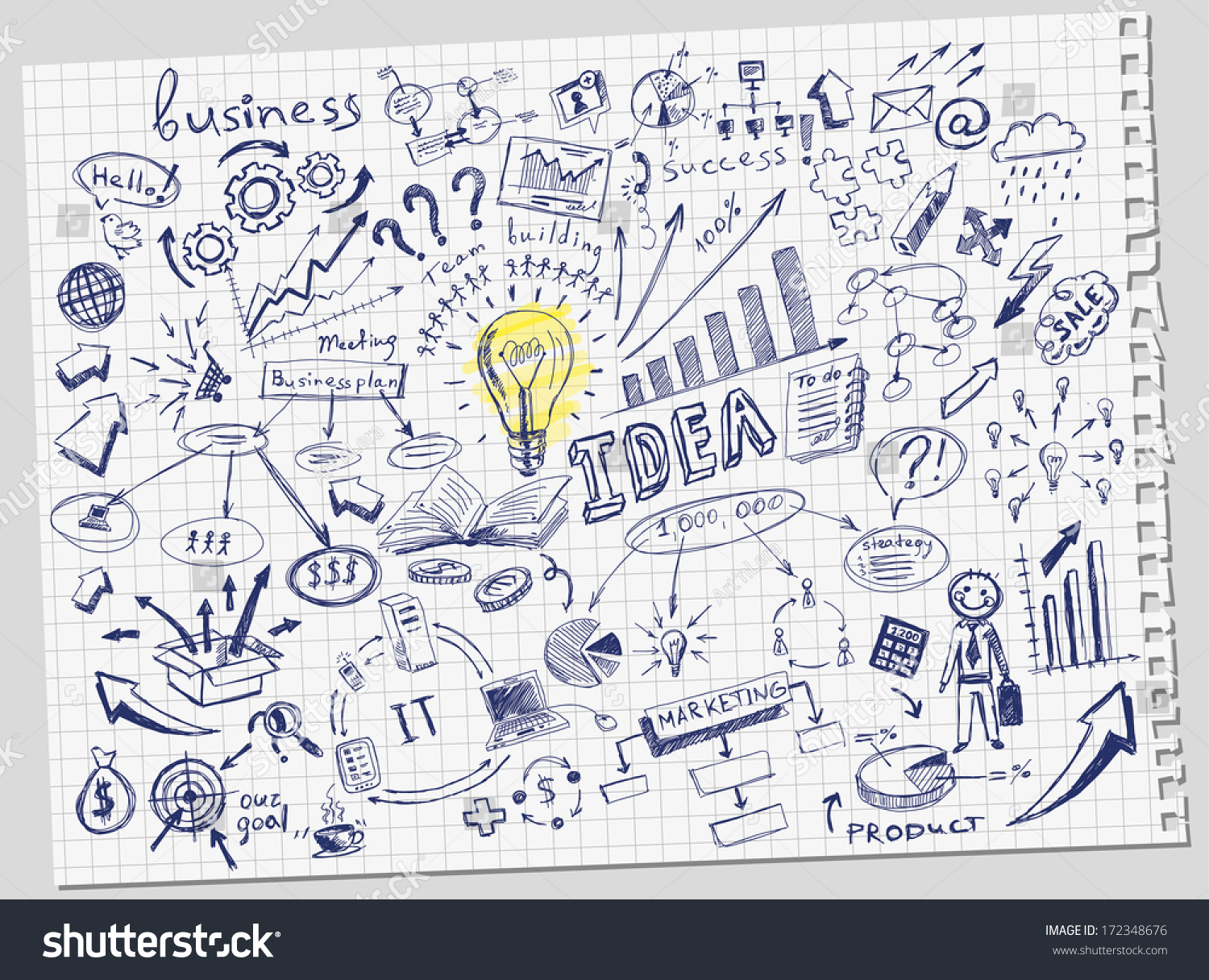 Hand-Drawn Business Doodles Set Stock Vector Illustration 172348676 ...