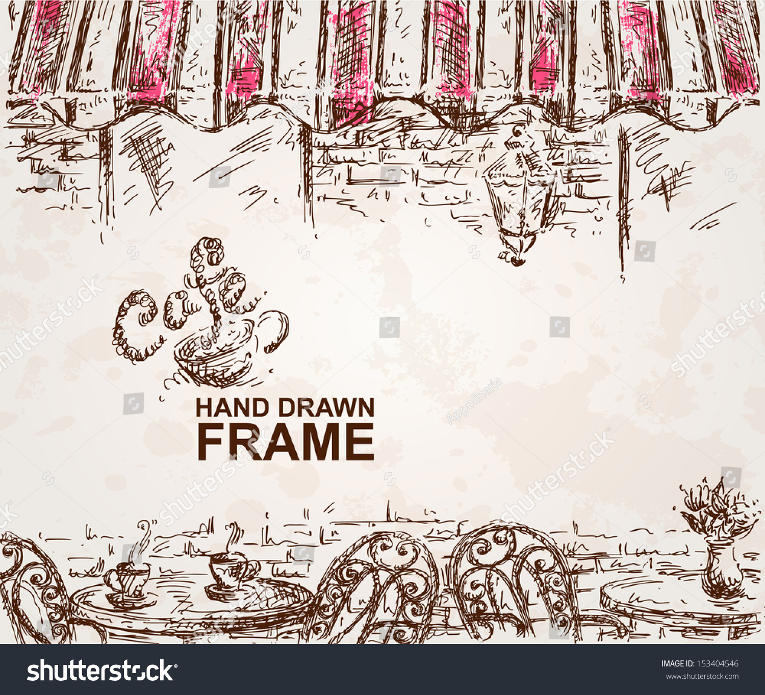 Hand Drawn Cafe Background Stock Vector 153404546 