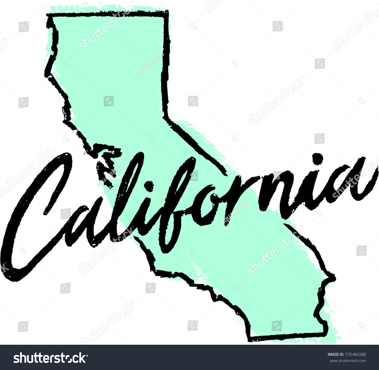 Hand Drawn California State Design Hand Drawn California State Design