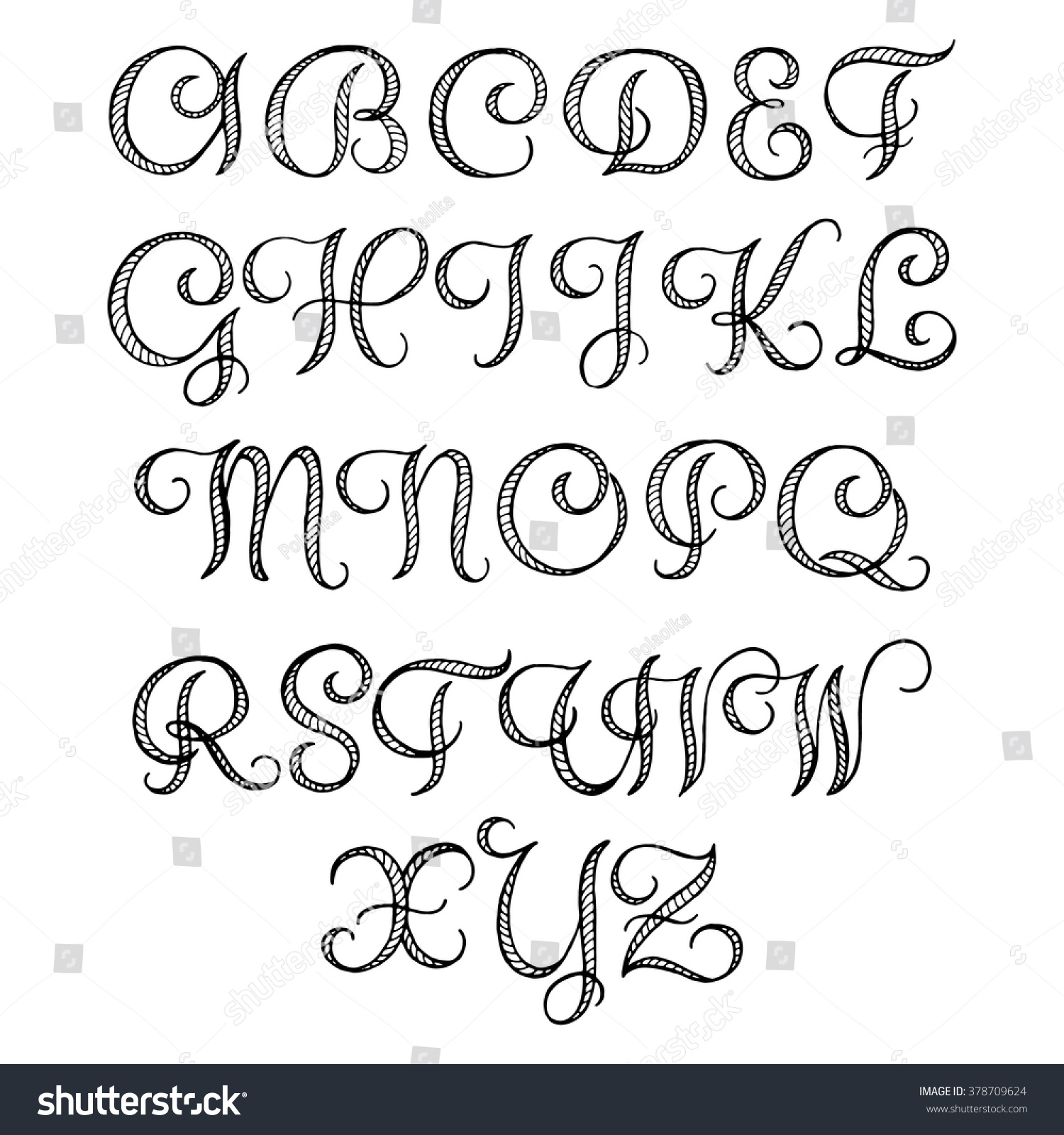 Hand Drawn Calligraphic Font Your Design Stock Vector 378709624 ...